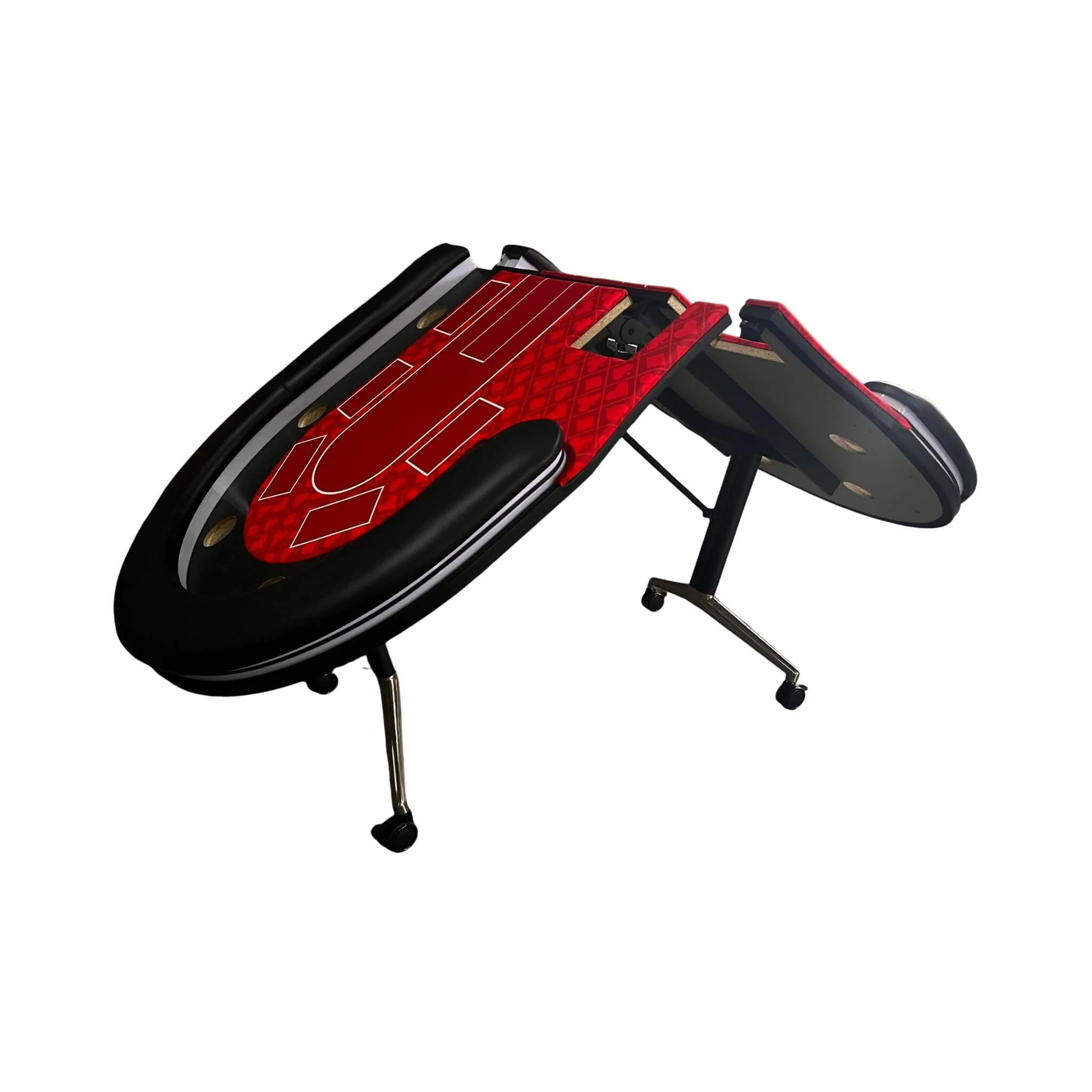 Luxury 94-Inch Foldable 10 Player Poker Table With LED, Wheels And Cup Holders (SAK24897) - Image 4