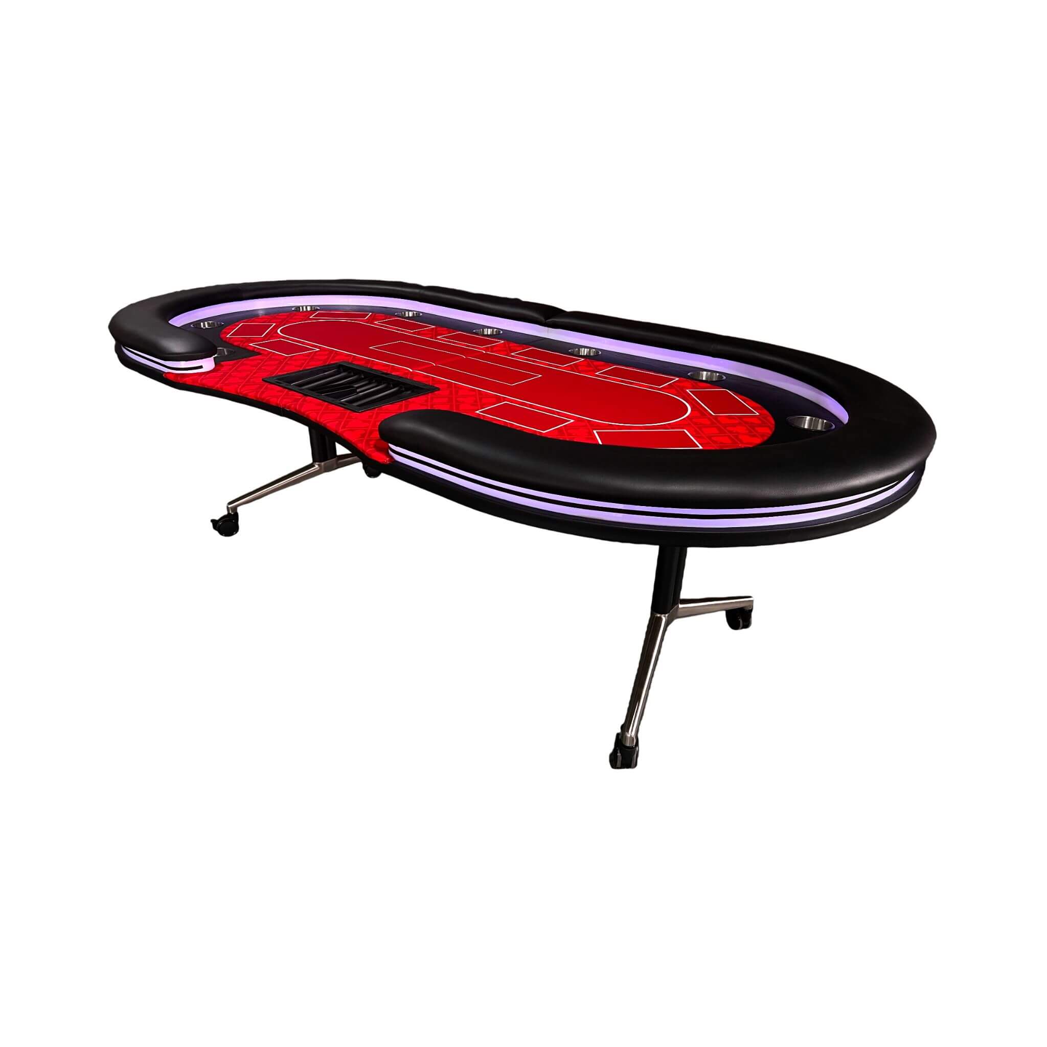 Luxury 94-Inch Foldable 10 Player Poker Table With LED, Wheels And Cup Holders (SAK24897) - Image 6