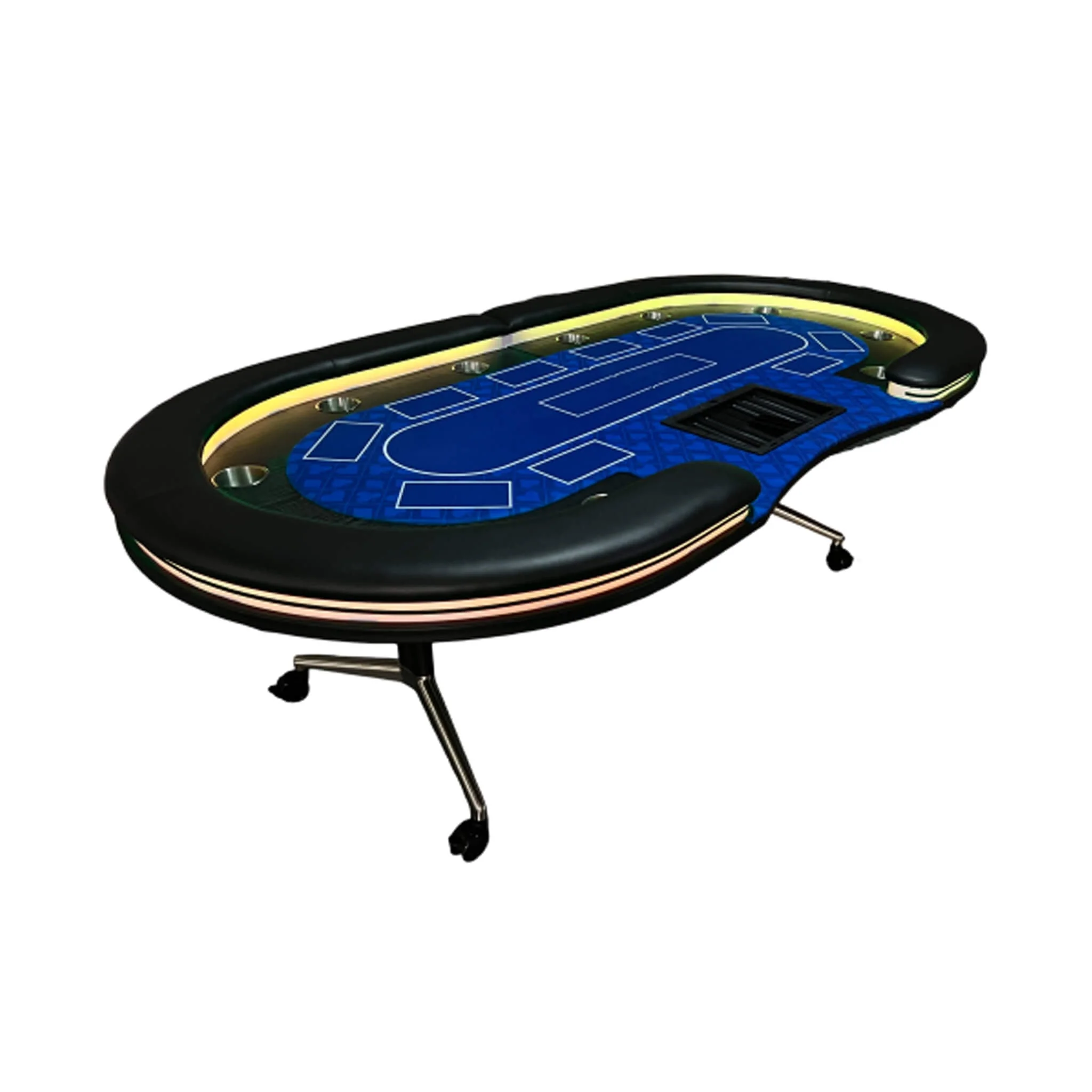 Luxury 94-Inch Foldable 10 Player Poker Table With LED, Wheels And Cup Holders (SAK24897) - Image 9