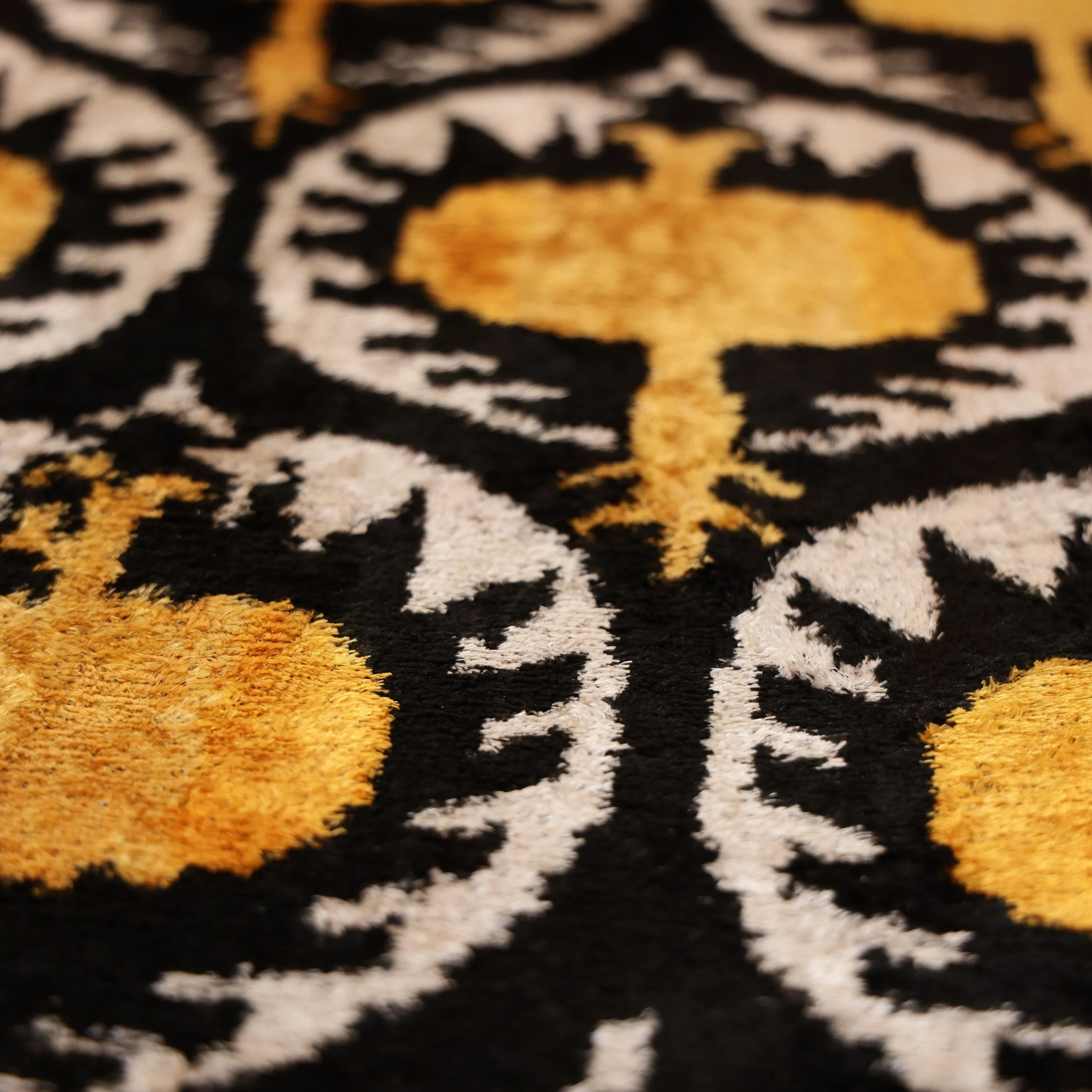 Luxury Black and Gold Silk Velvet Ikat Lumbar Pillow 16x24 Inch with Down Insert - Image 3