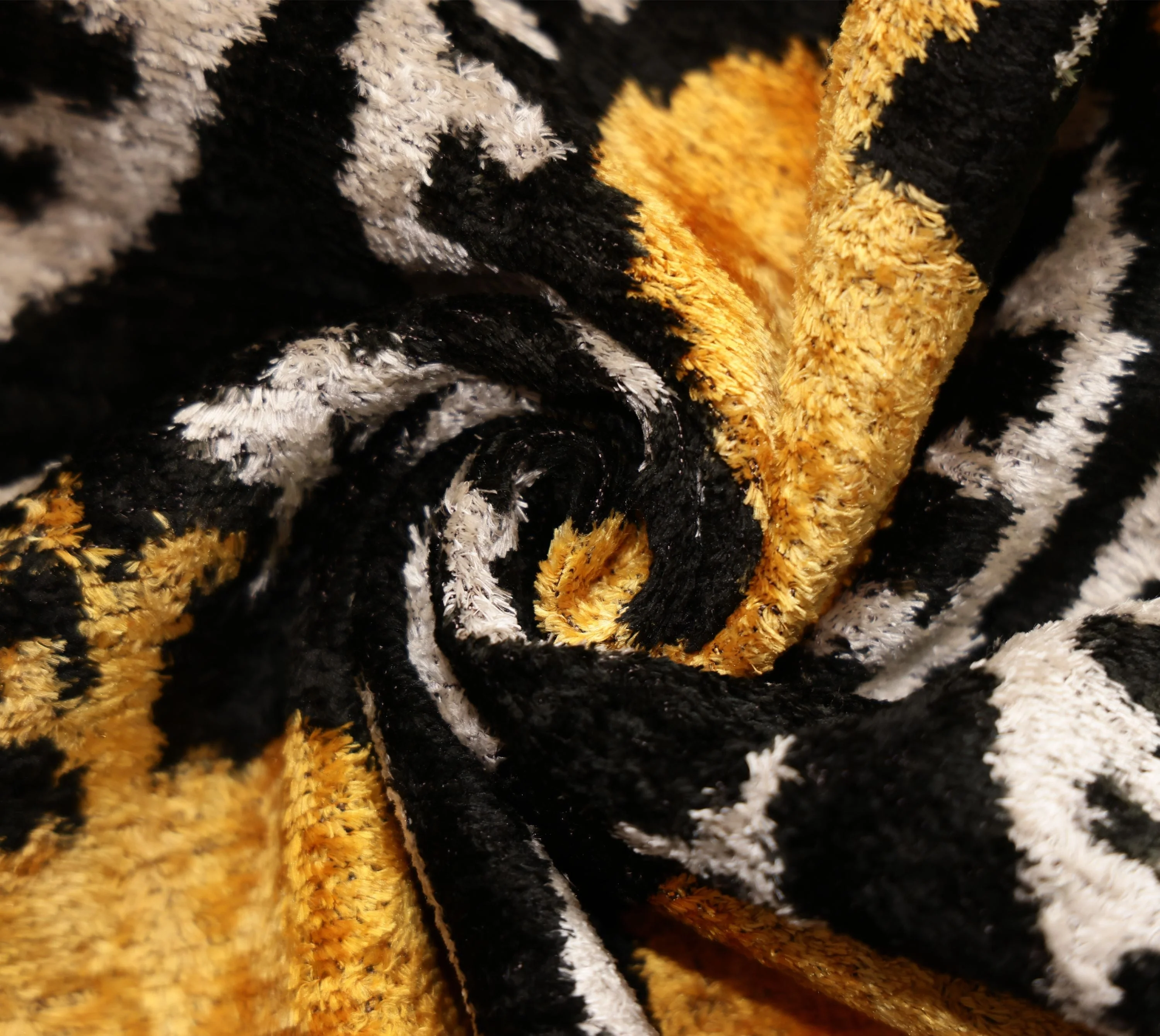 Luxury Black and Gold Silk Velvet Ikat Lumbar Pillow 16x24 Inch with Down Insert - Image 7