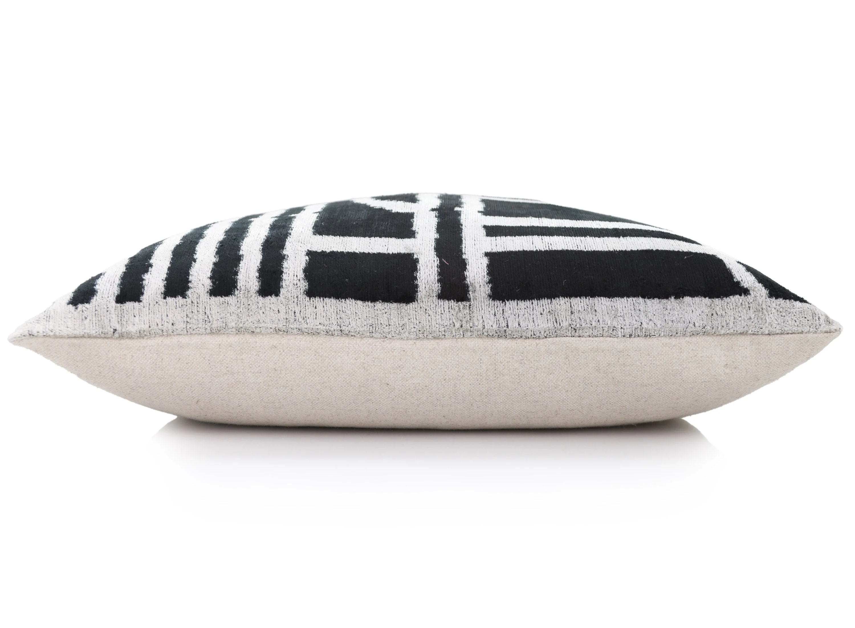 Luxury Black & White Geometric Velvet Pillow 16x24 – Handmade Silk Lumbar Cushion - Image 3