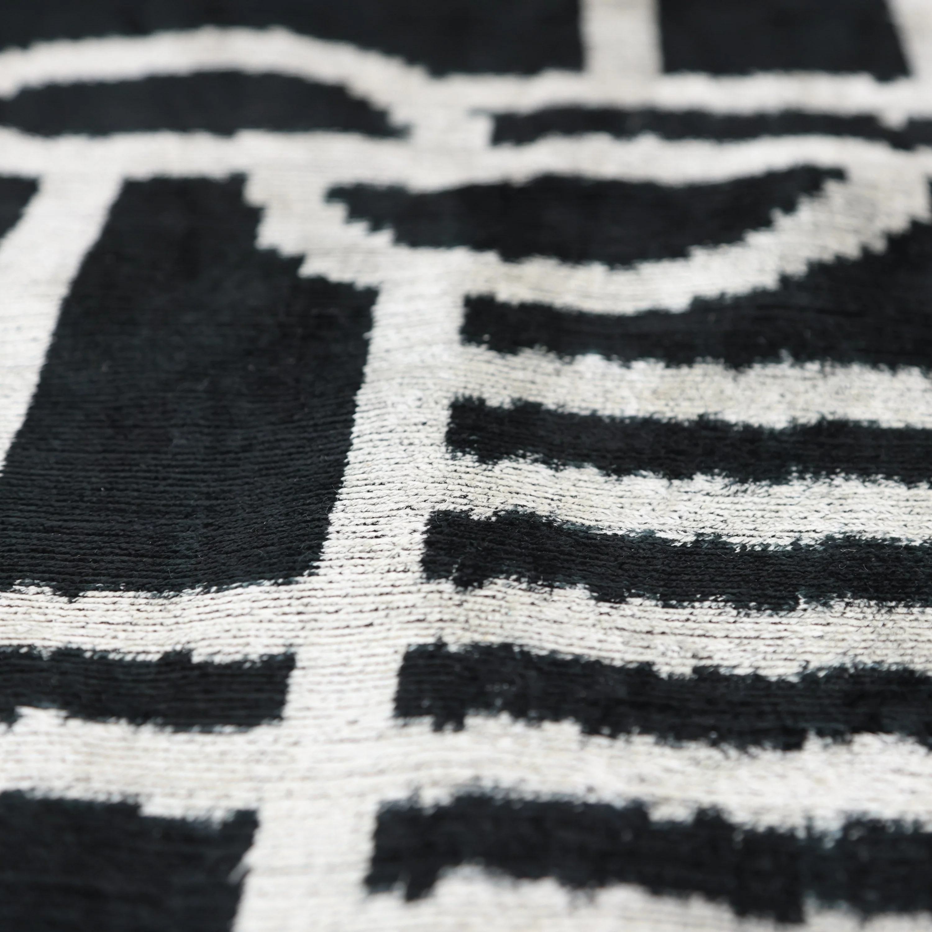 Luxury Black & White Geometric Velvet Pillow 16x24 – Handmade Silk Lumbar Cushion - Image 4