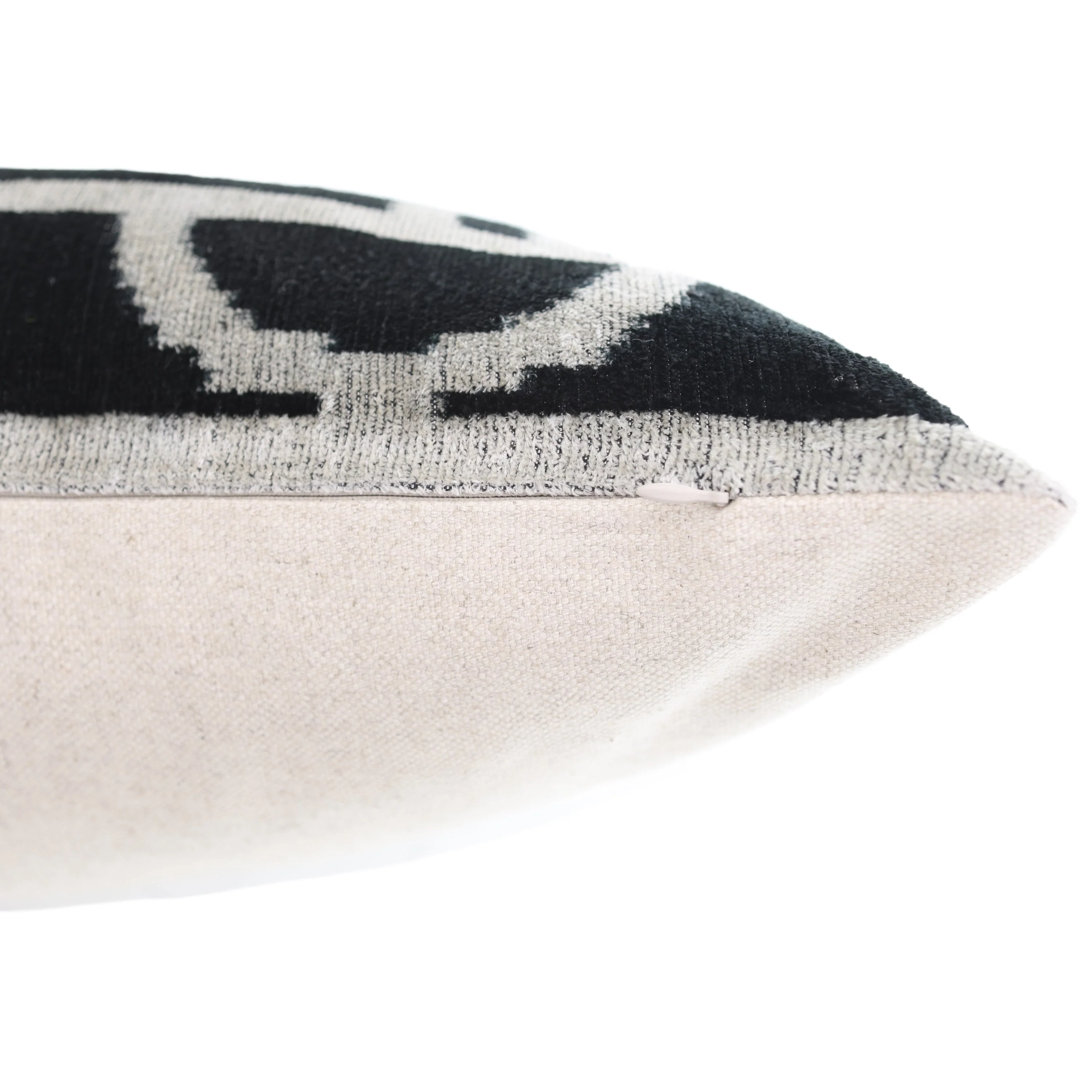 Luxury Black & White Geometric Velvet Pillow 16x24 – Handmade Silk Lumbar Cushion - Image 6