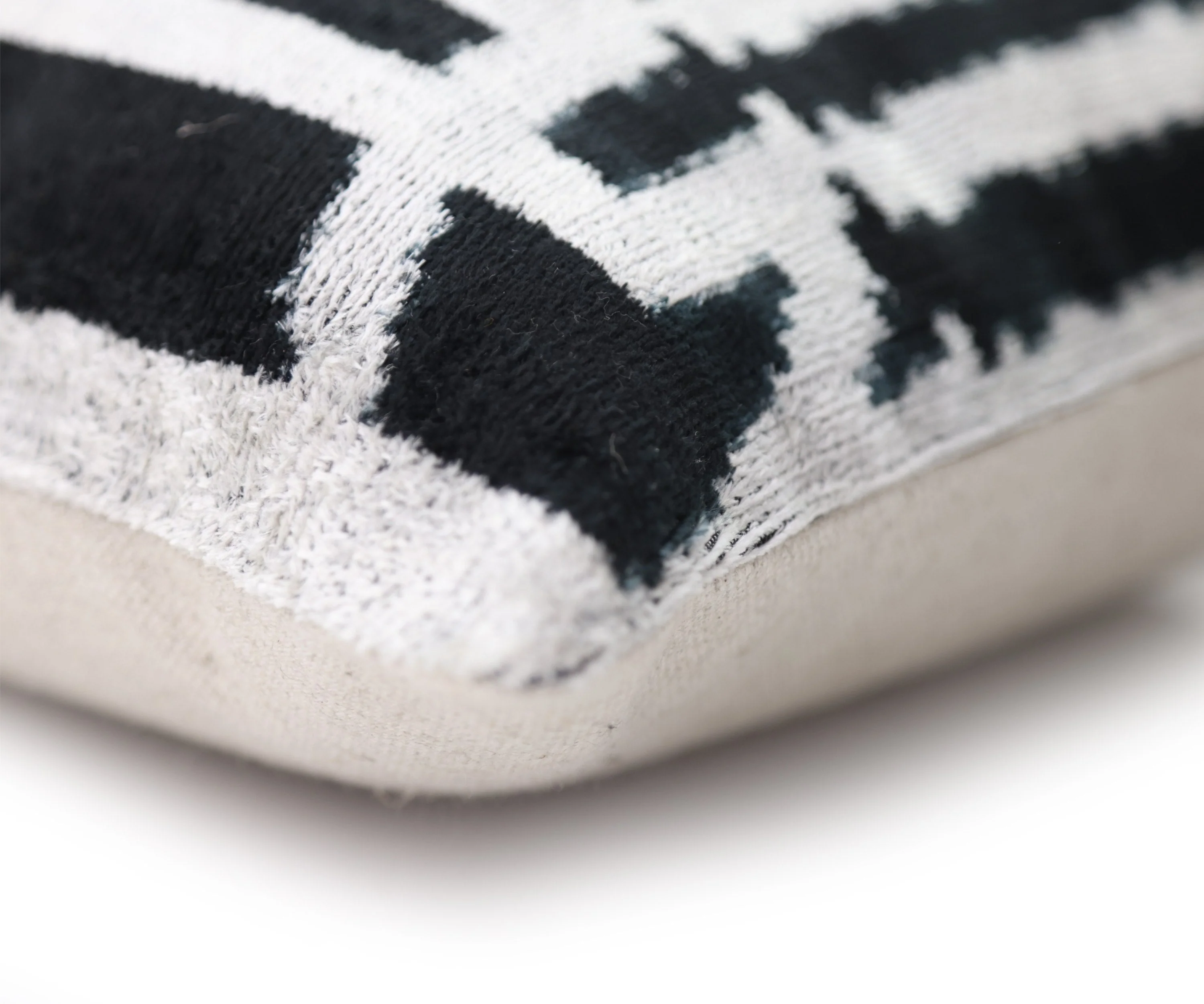 Luxury Black & White Geometric Velvet Pillow 16x24 – Handmade Silk Lumbar Cushion - Image 8