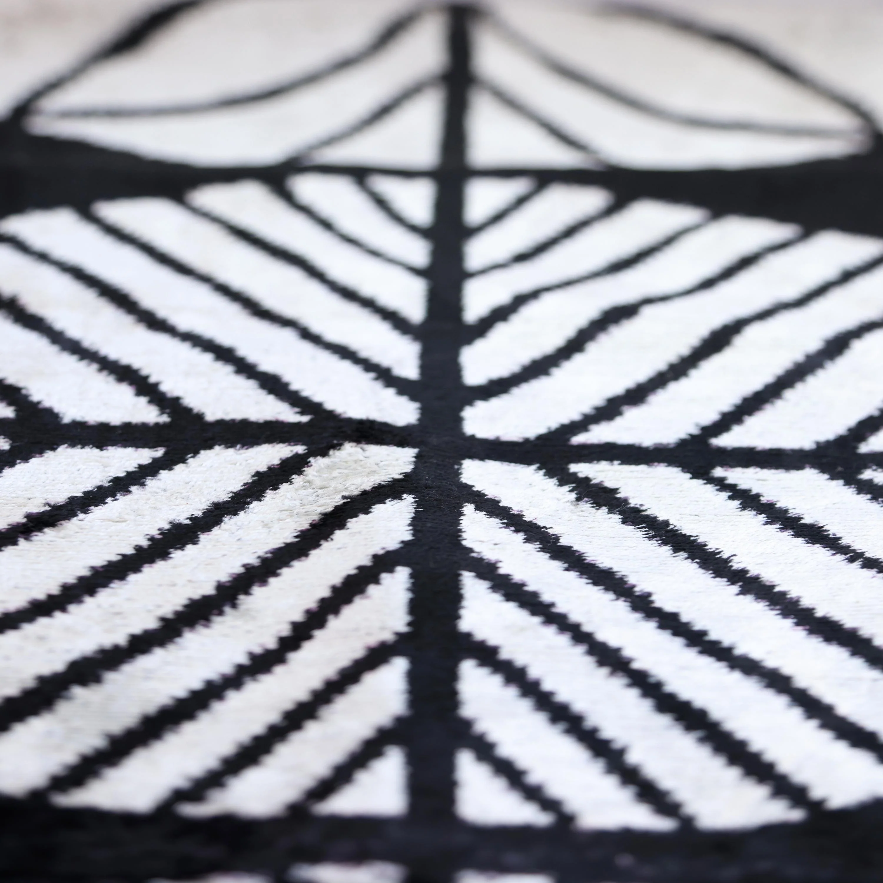 Luxury Black & White Silk Velvet Throw Pillow 16x24 – Handmade Geometric Designer Lumbar - Image 3
