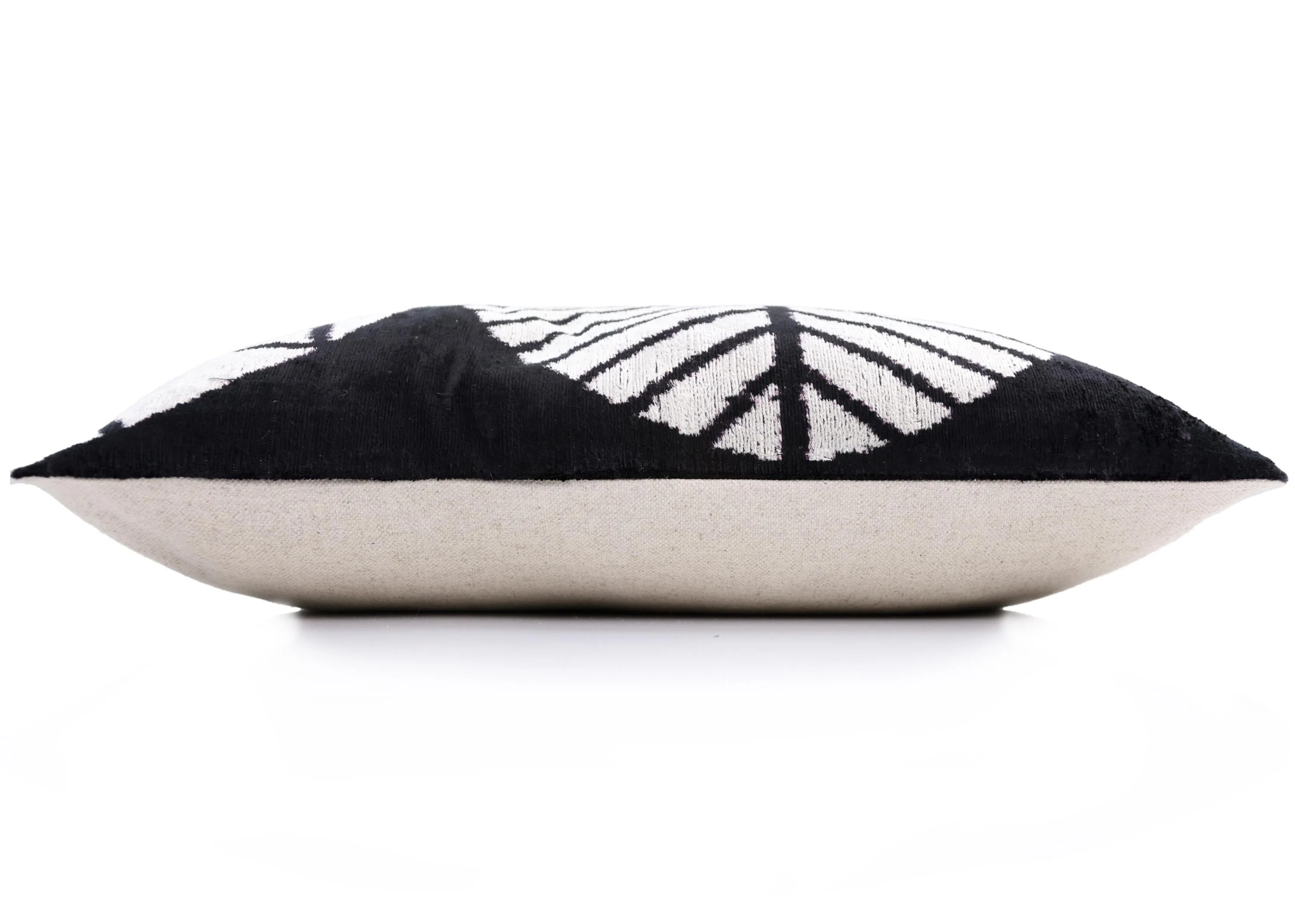 Luxury Black & White Silk Velvet Throw Pillow 16x24 – Handmade Geometric Designer Lumbar - Image 4