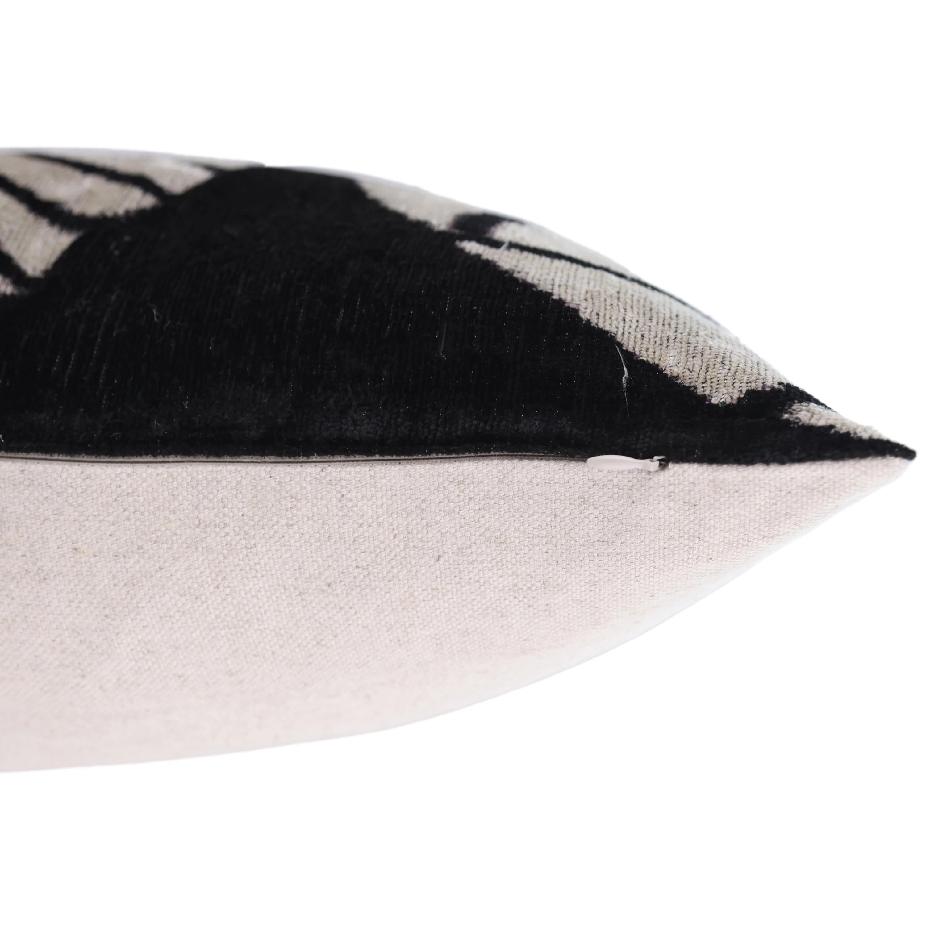 Luxury Black & White Silk Velvet Throw Pillow 16x24 – Handmade Geometric Designer Lumbar - Image 6