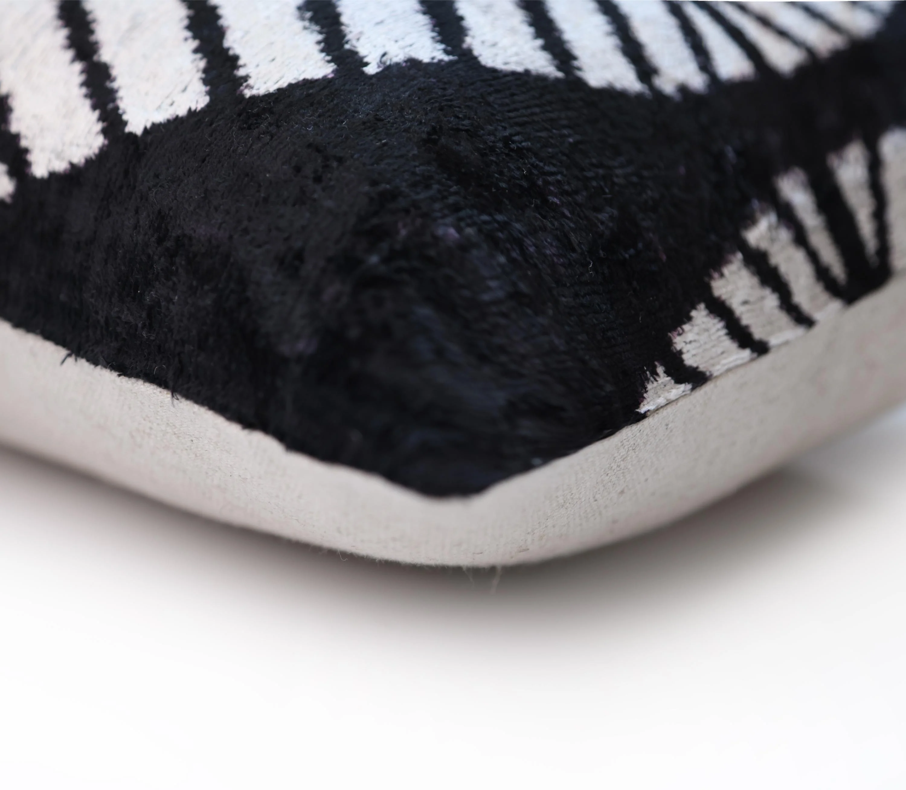 Luxury Black & White Silk Velvet Throw Pillow 16x24 – Handmade Geometric Designer Lumbar - Image 8