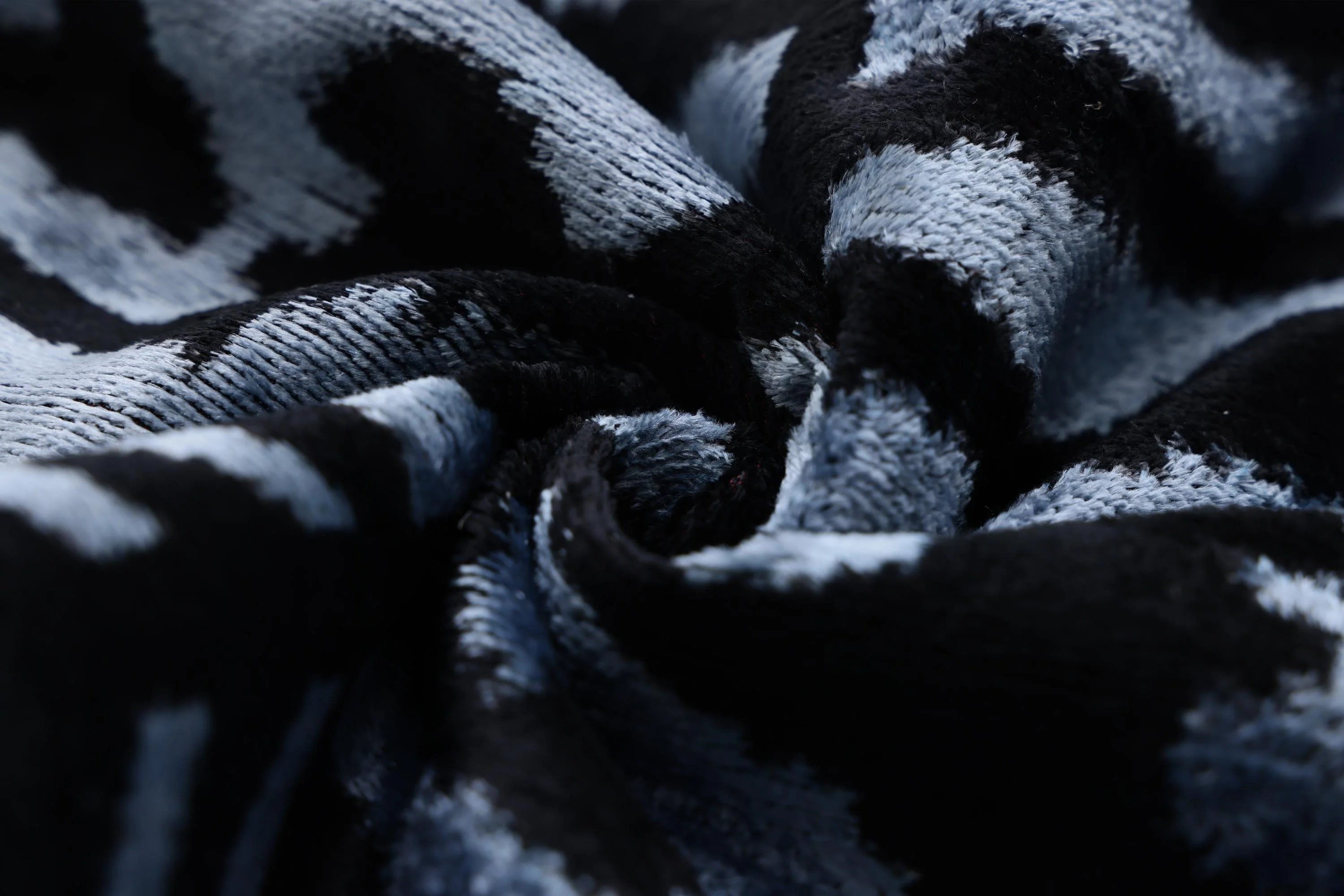 Luxury Blue Black Silk Velvet Throw Pillow 16x16 - Image 3