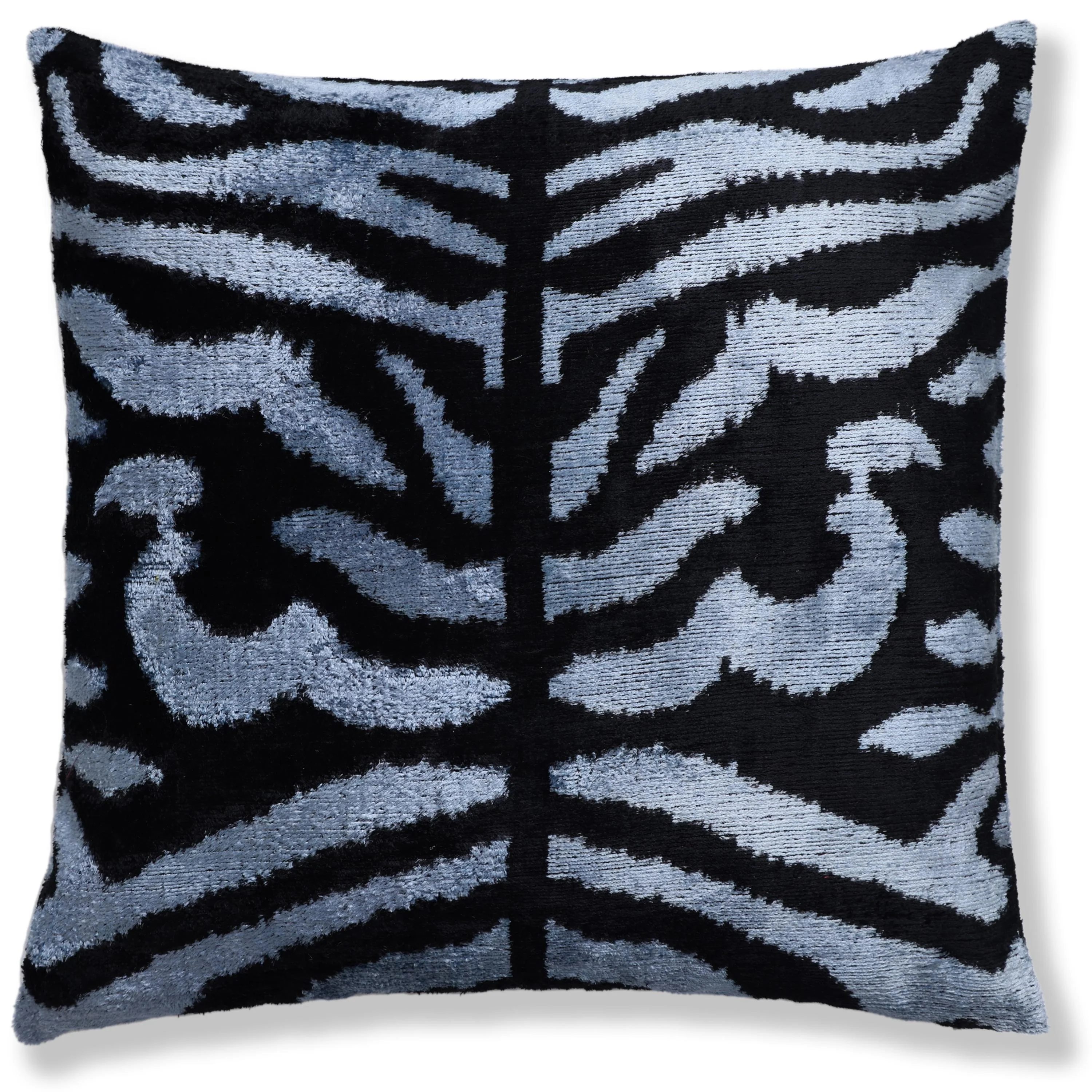 Luxury Blue Black Silk Velvet Throw Pillow 16x16 - Image 5