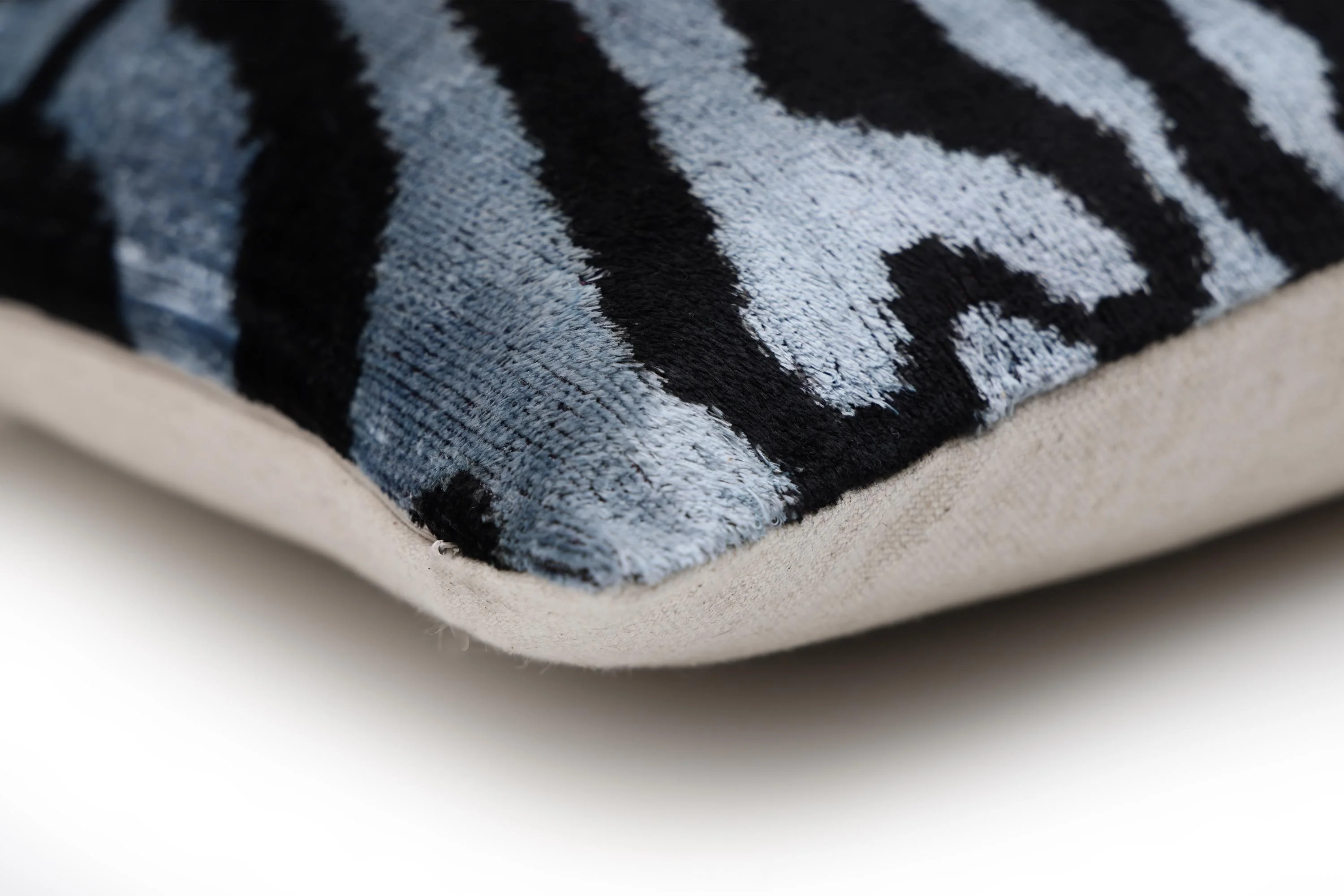 Luxury Blue Black Silk Velvet Throw Pillow 16x16 - Image 8