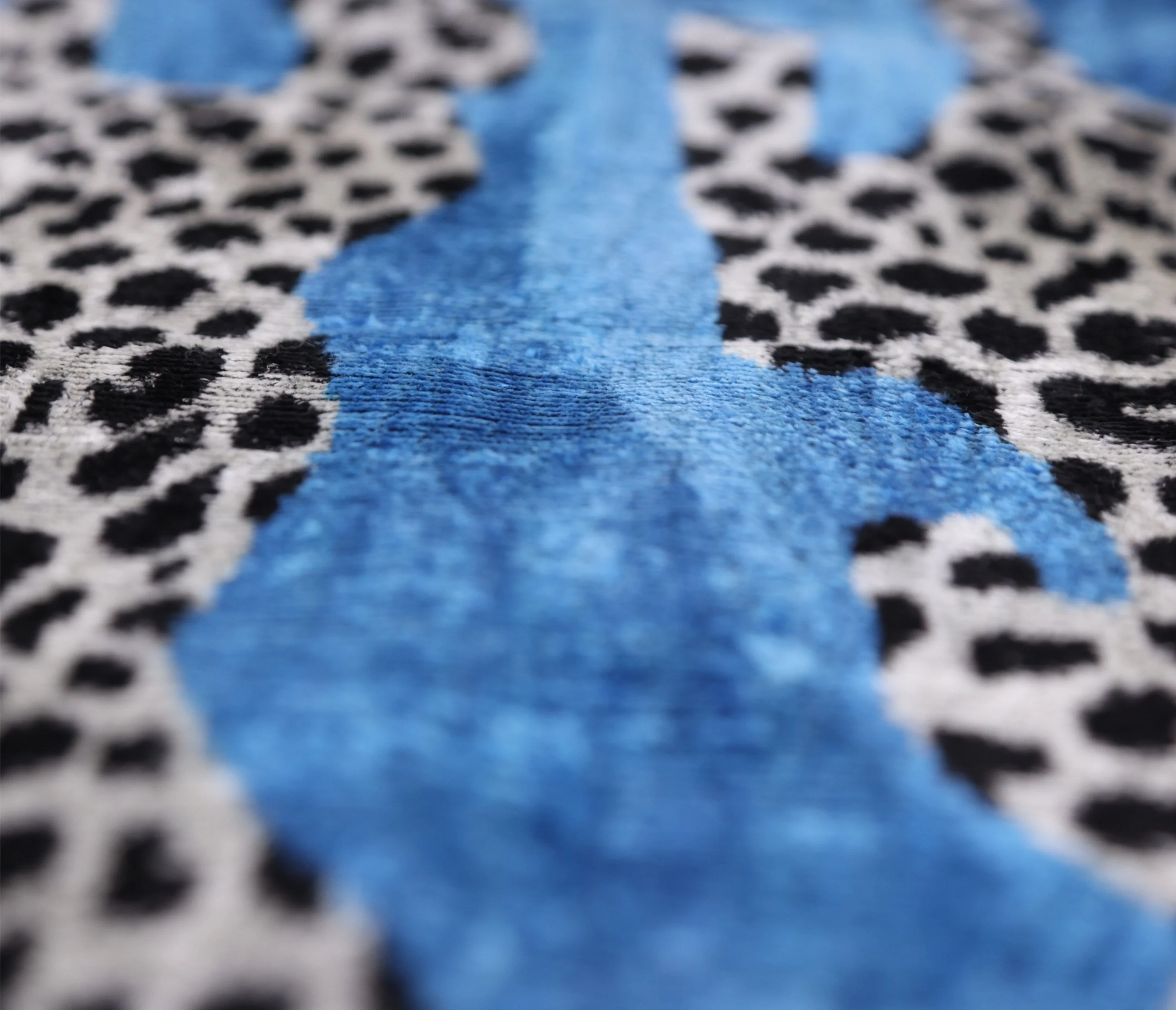Luxury Blue Leopard Velvet Pillow 16x24 – Handmade Silk Lumbar Cushion with Bold Animal Print - Image 3