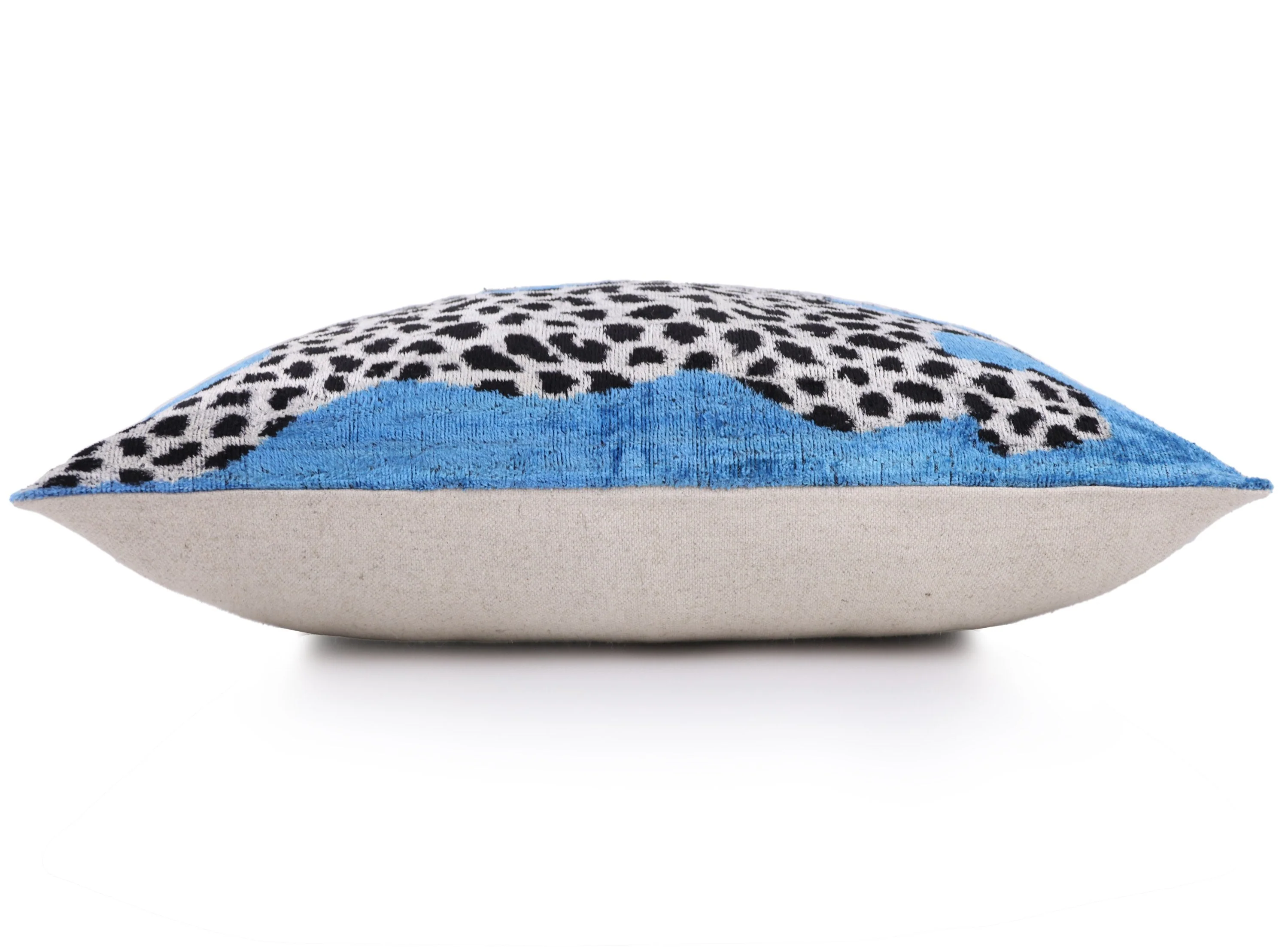 Luxury Blue Leopard Velvet Pillow 16x24 – Handmade Silk Lumbar Cushion with Bold Animal Print - Image 4