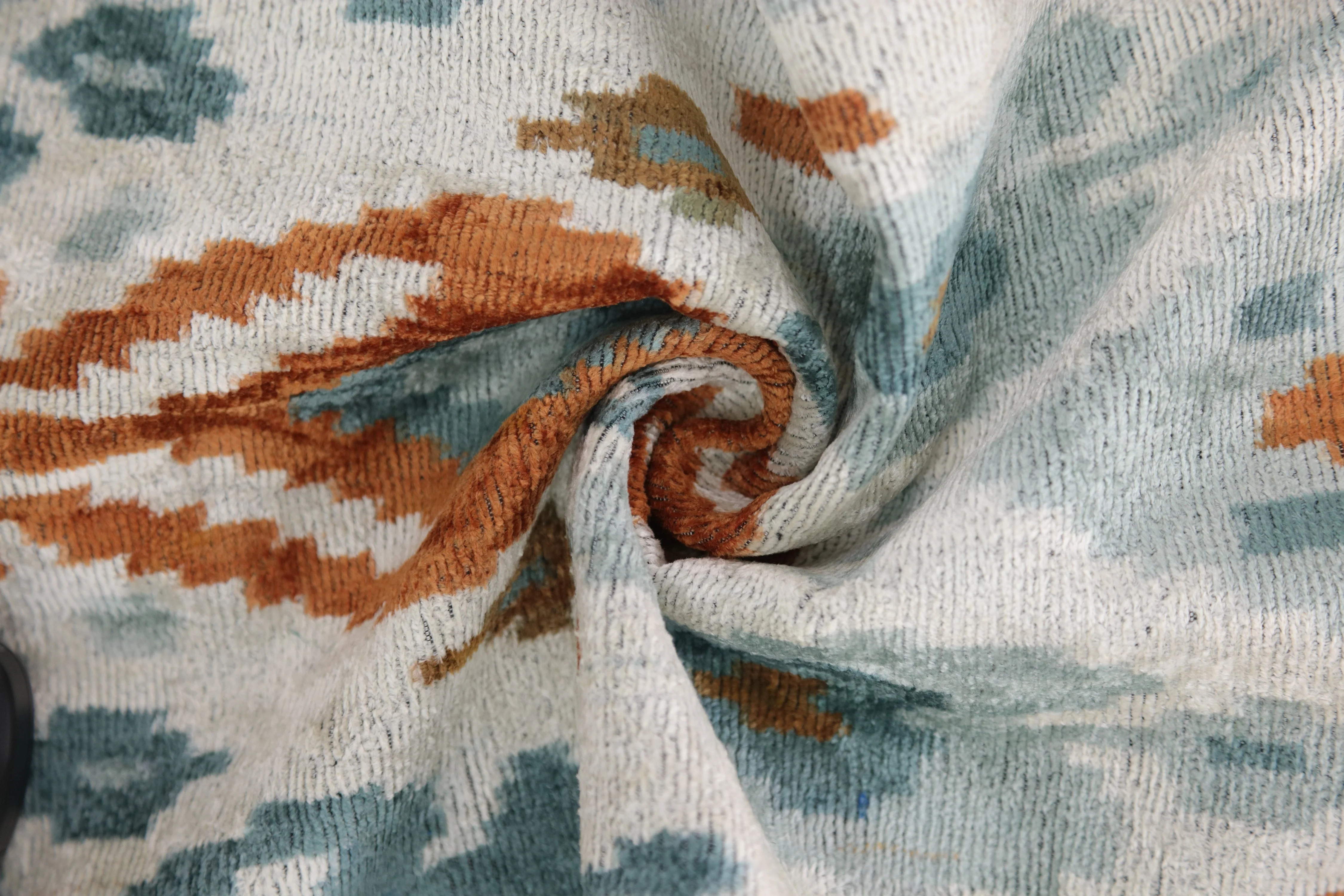 Luxury Blue Trellis Silk Velvet Throw Pillow | 16x24 Ikat Design Handmade in California - Image 7