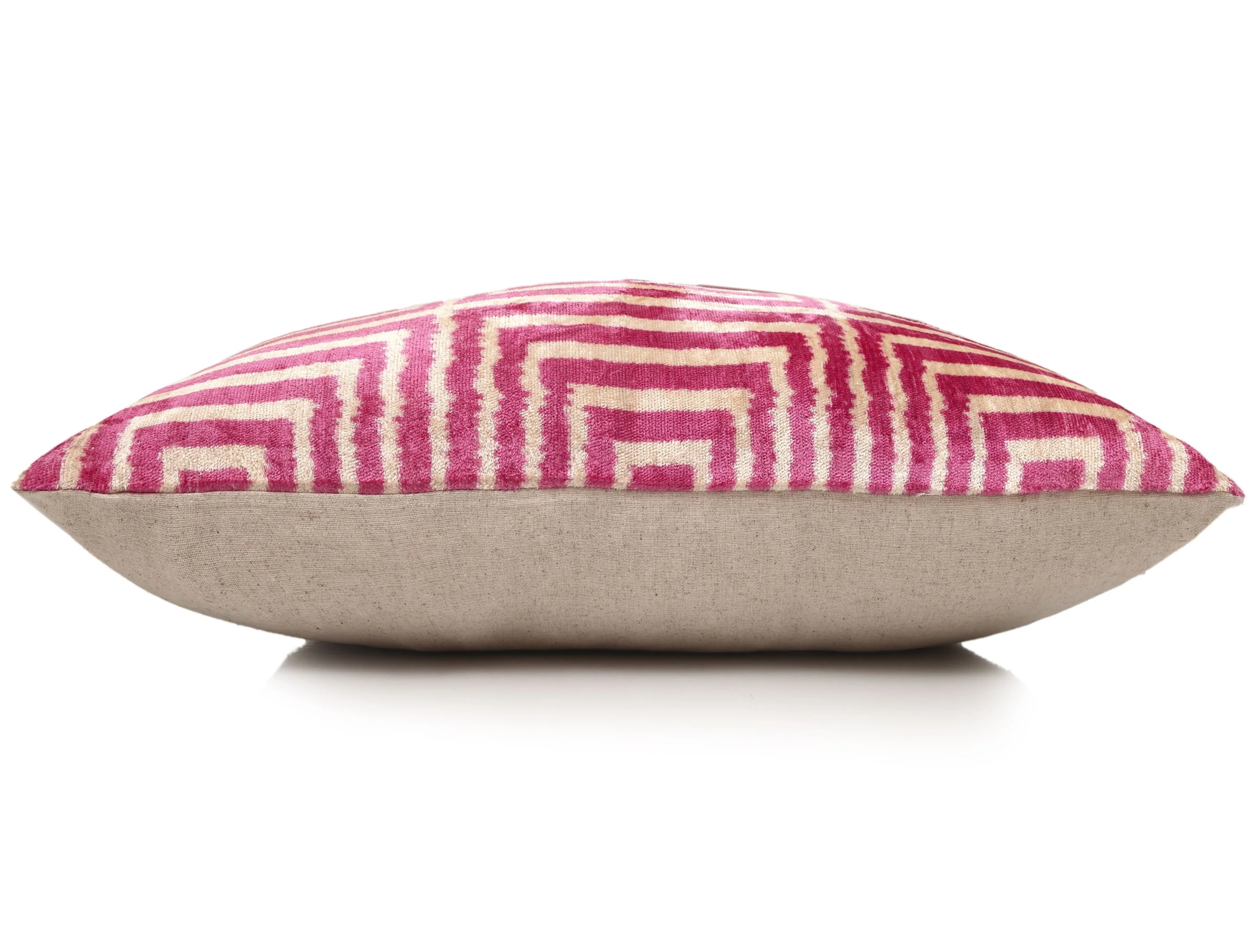Luxury Blush Pink and Cream Silk Velvet Geometric Ikat Lumbar Pillow 16x24 Inch with Down Insert - Image 4