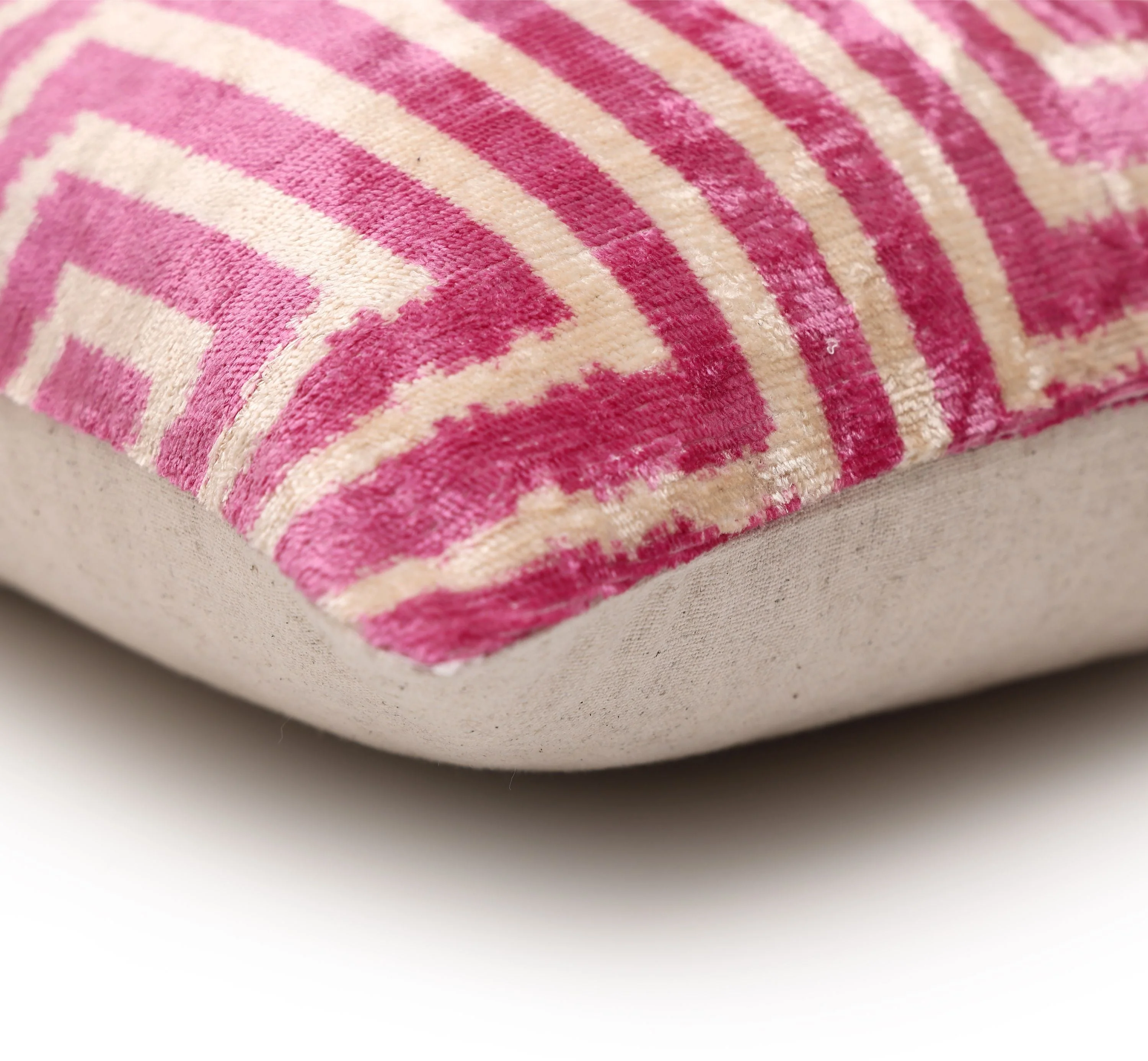 Luxury Blush Pink and Cream Silk Velvet Geometric Ikat Lumbar Pillow 16x24 Inch with Down Insert - Image 6