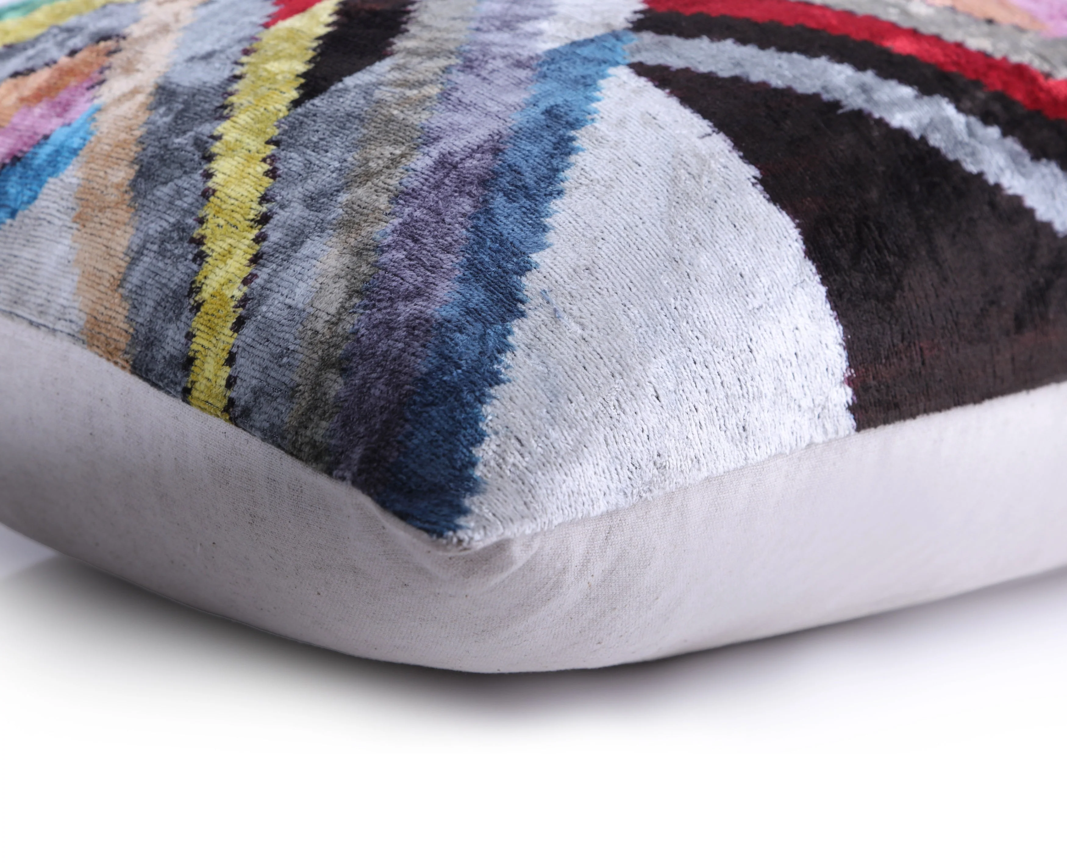 Luxury Chevron Velvet Throw Pillow with insert – Multicolor Ikat 16x24 Inch - Image 7