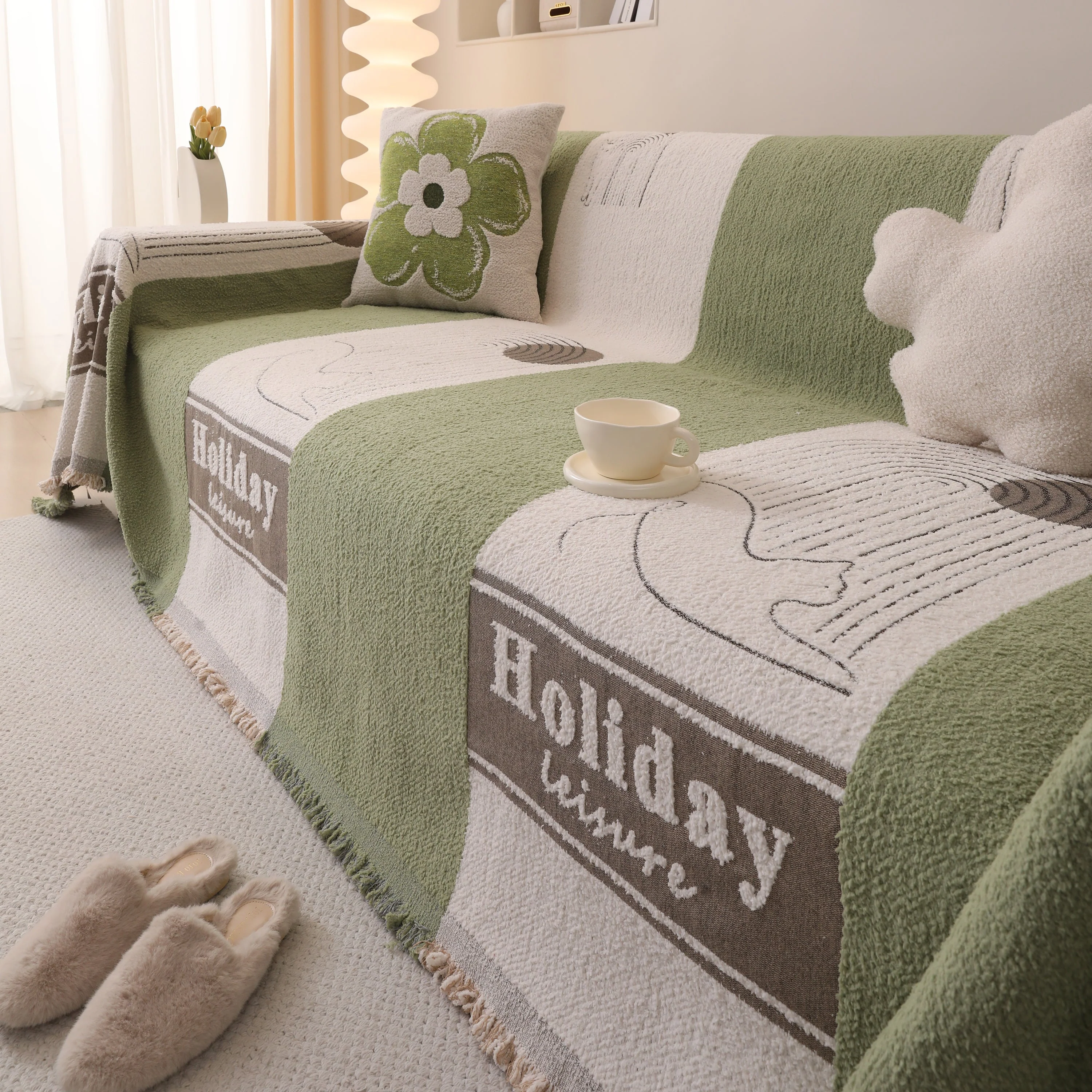 Luxury Cozy Cotton Sofa Blanket Cover Furniture Slipcovers for Most Shape Sofas - Image 29
