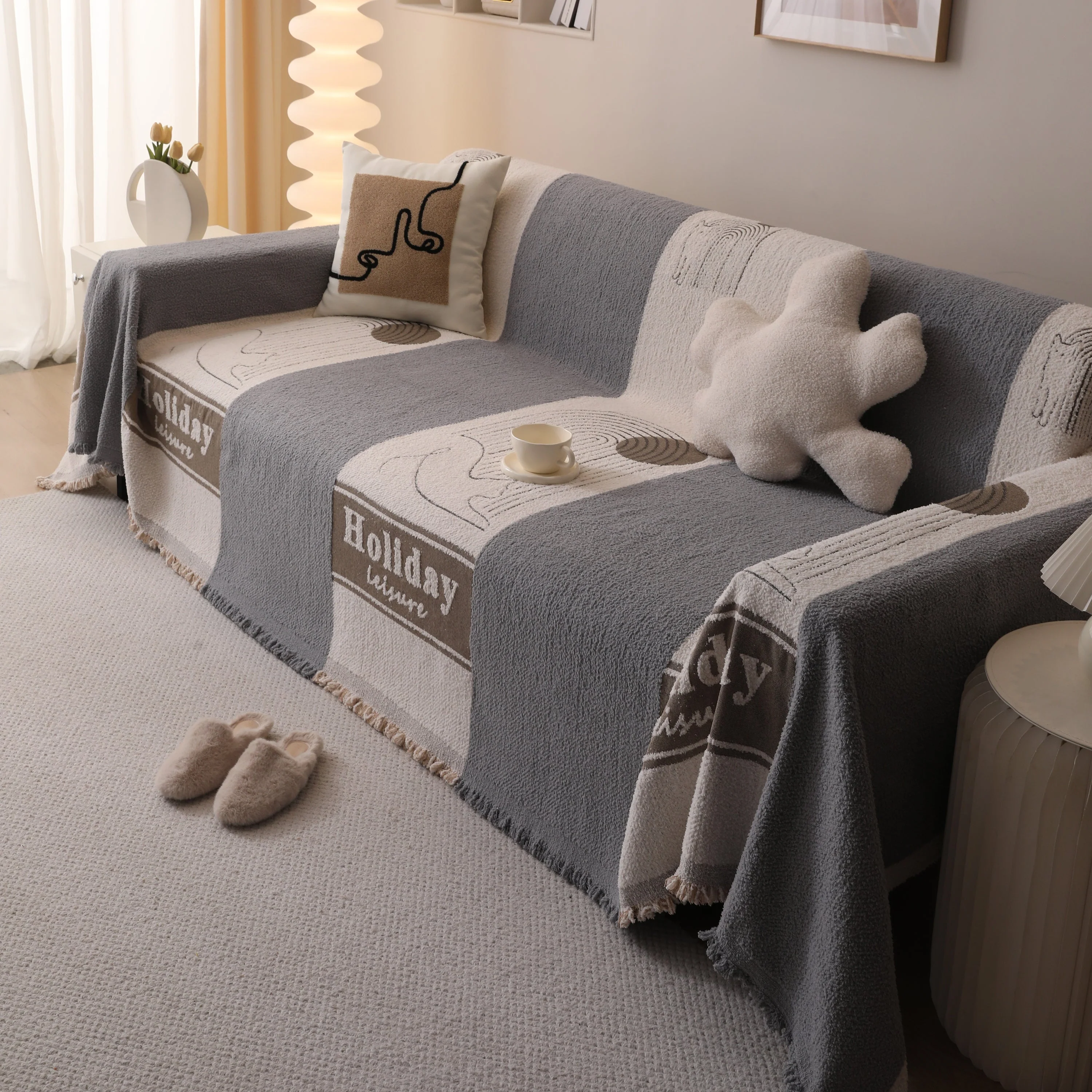 Luxury Cozy Cotton Sofa Blanket Cover Furniture Slipcovers for Most Shape Sofas - Image 47