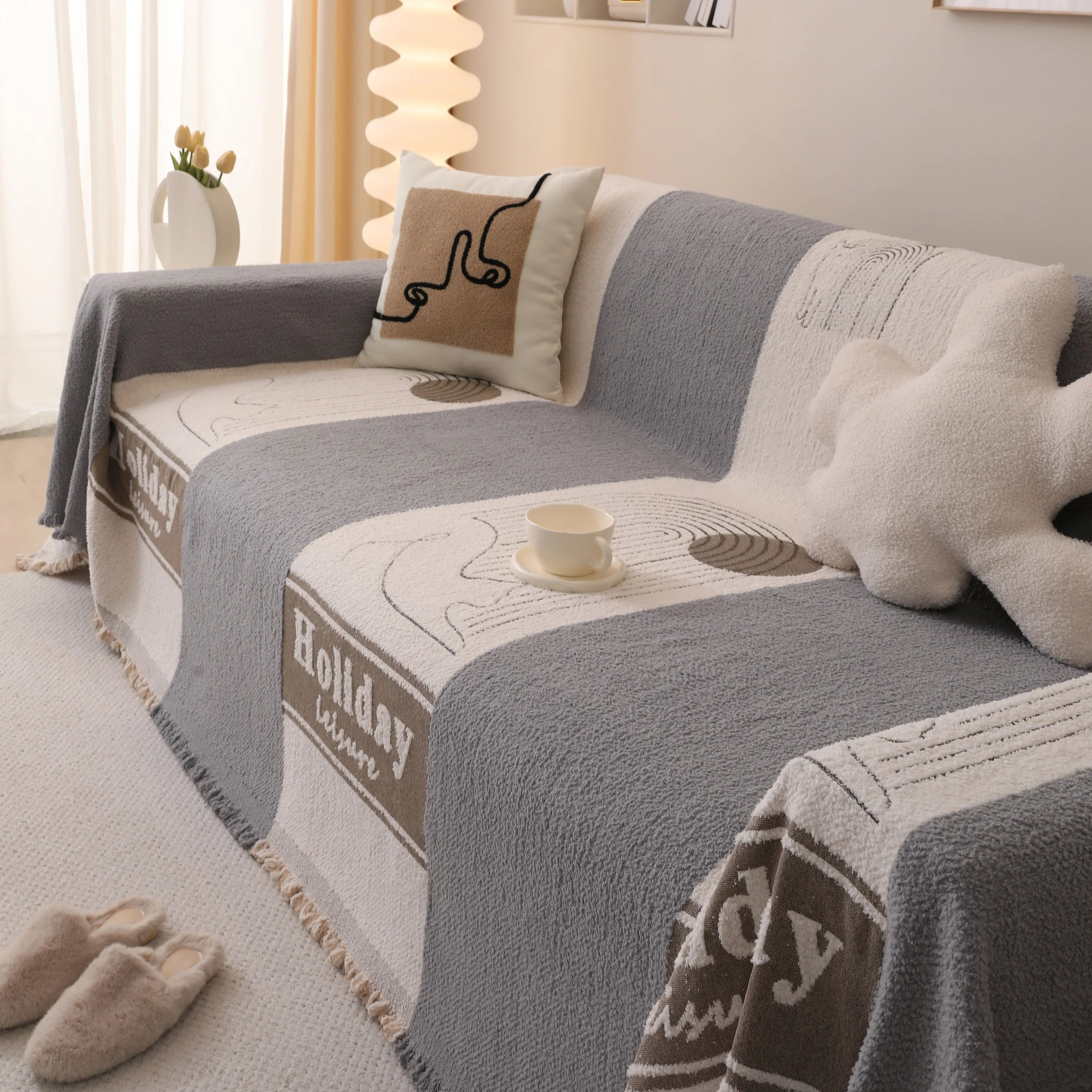 Luxury Cozy Cotton Sofa Blanket Cover Furniture Slipcovers for Most Shape Sofas - Image 50