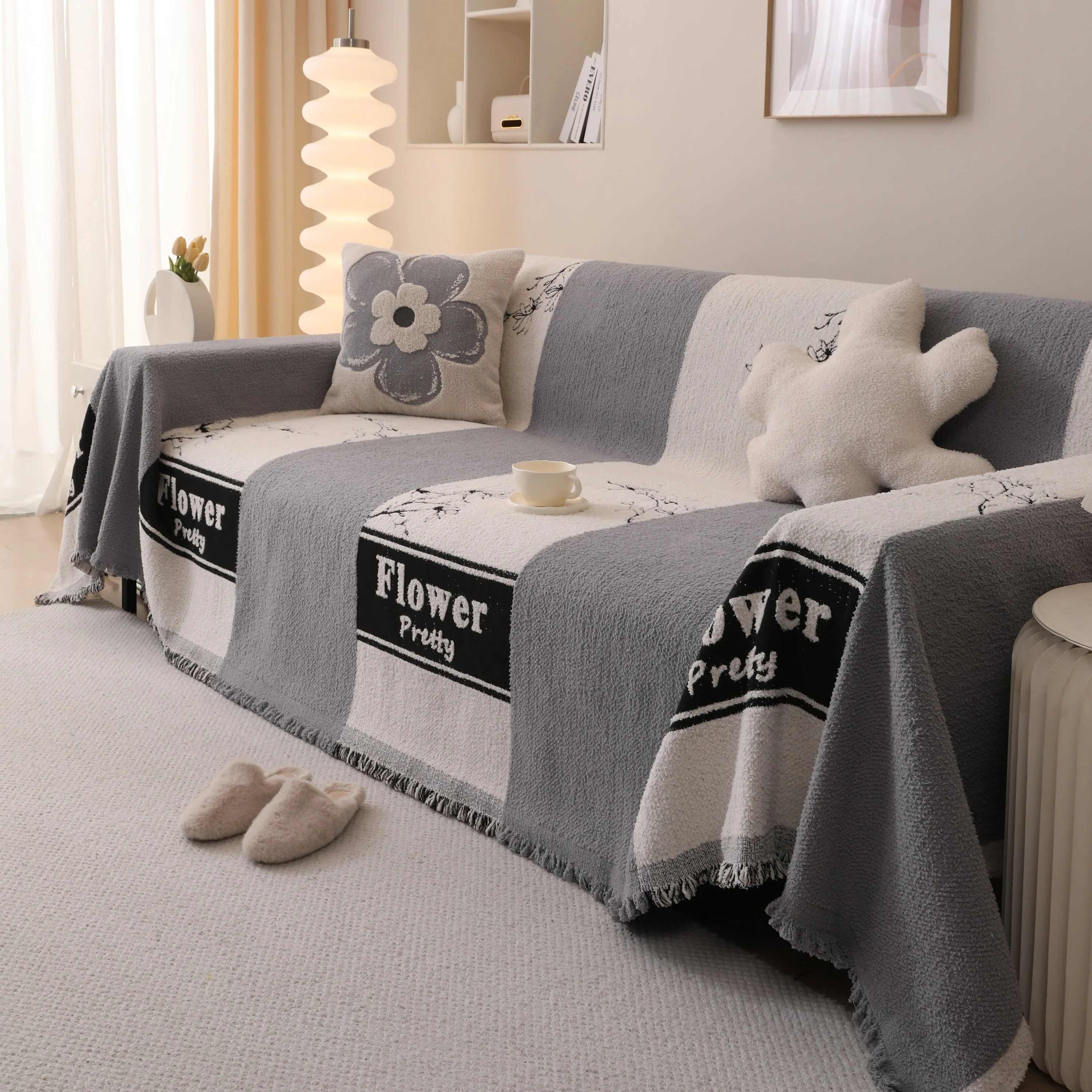 Luxury Cozy Cotton Sofa Blanket Cover Furniture Slipcovers for Most Shape Sofas - Image 80