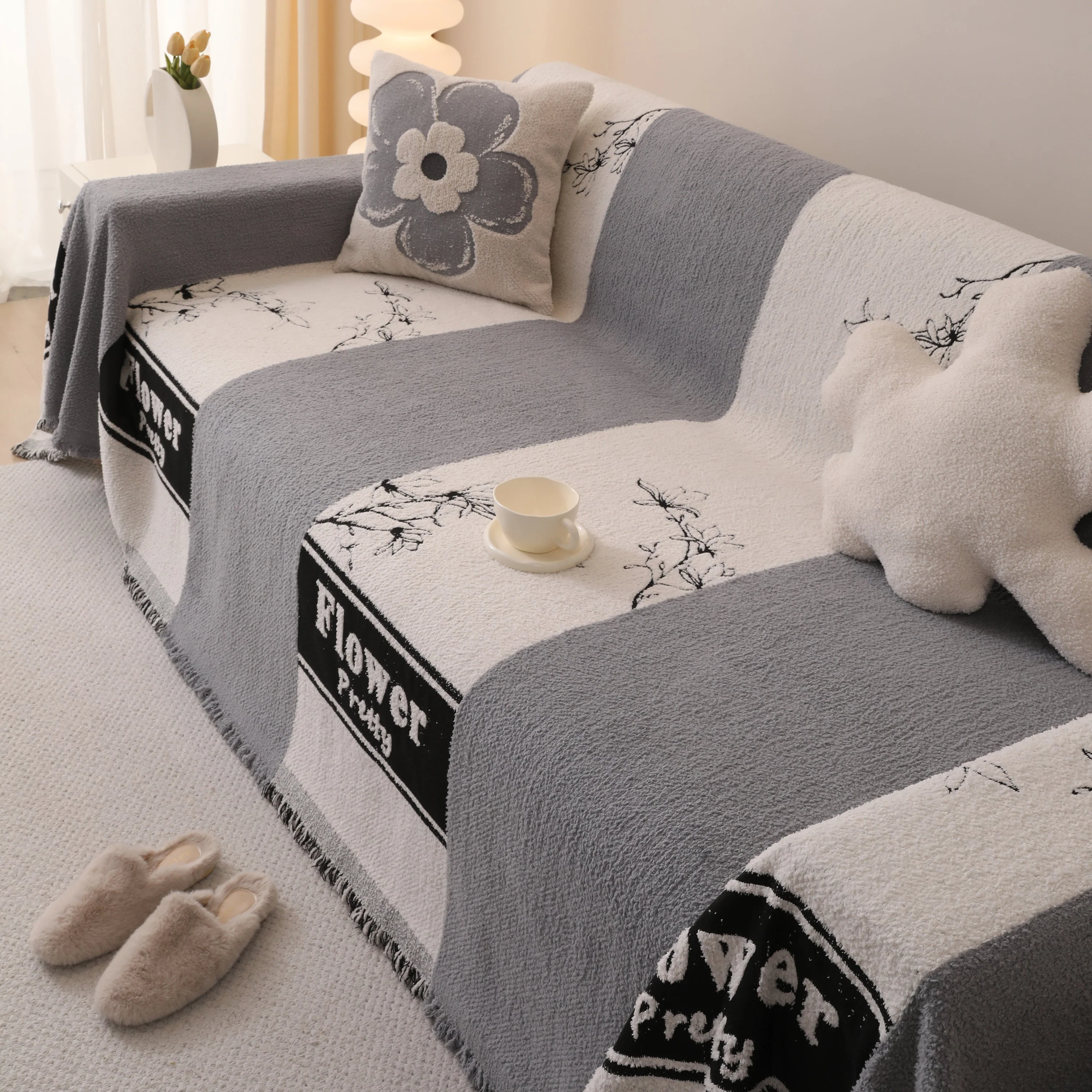 Luxury Cozy Cotton Sofa Blanket Cover Furniture Slipcovers for Most Shape Sofas - Image 81