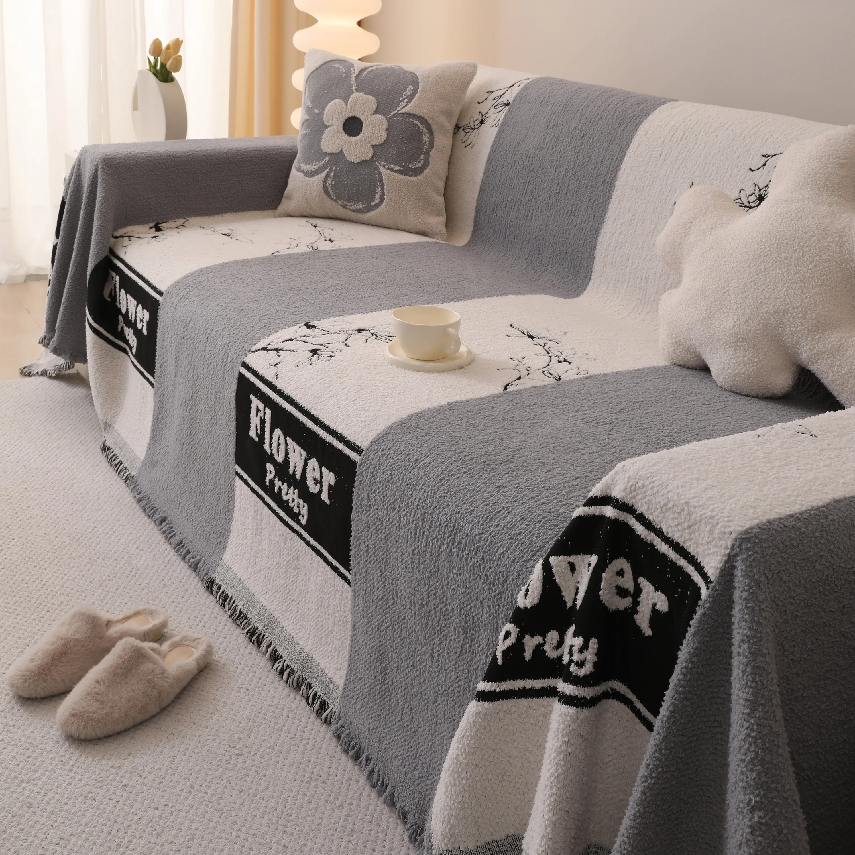 Luxury Cozy Cotton Sofa Blanket Cover Furniture Slipcovers for Most Shape Sofas - Image 82