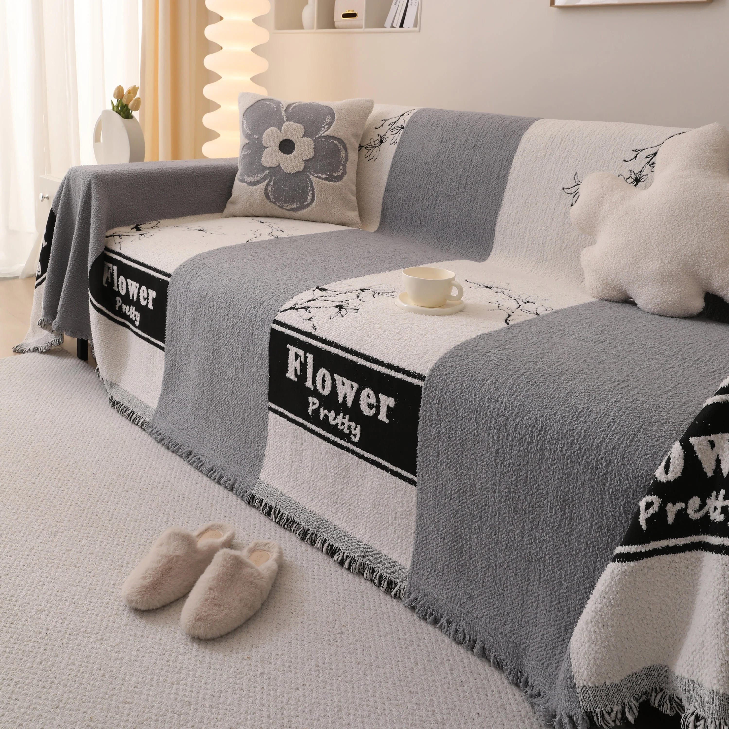 Luxury Cozy Cotton Sofa Blanket Cover Furniture Slipcovers for Most Shape Sofas - Image 87