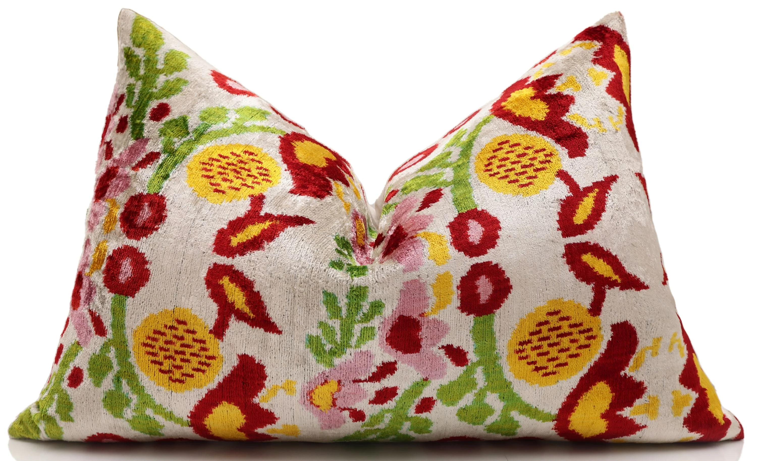 Luxury Floral Silk Velvet Lumbar Pillow 16x24 | Handmade & Vegetable Dyed - Image 5