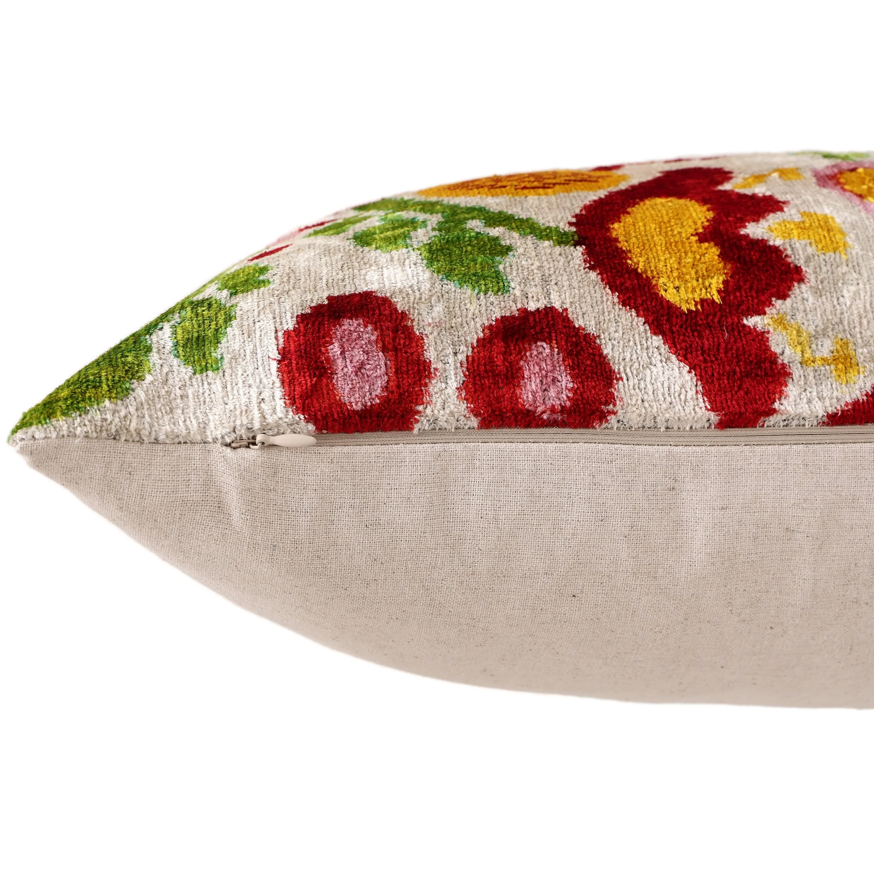 Luxury Floral Silk Velvet Lumbar Pillow 16x24 | Handmade & Vegetable Dyed - Image 6