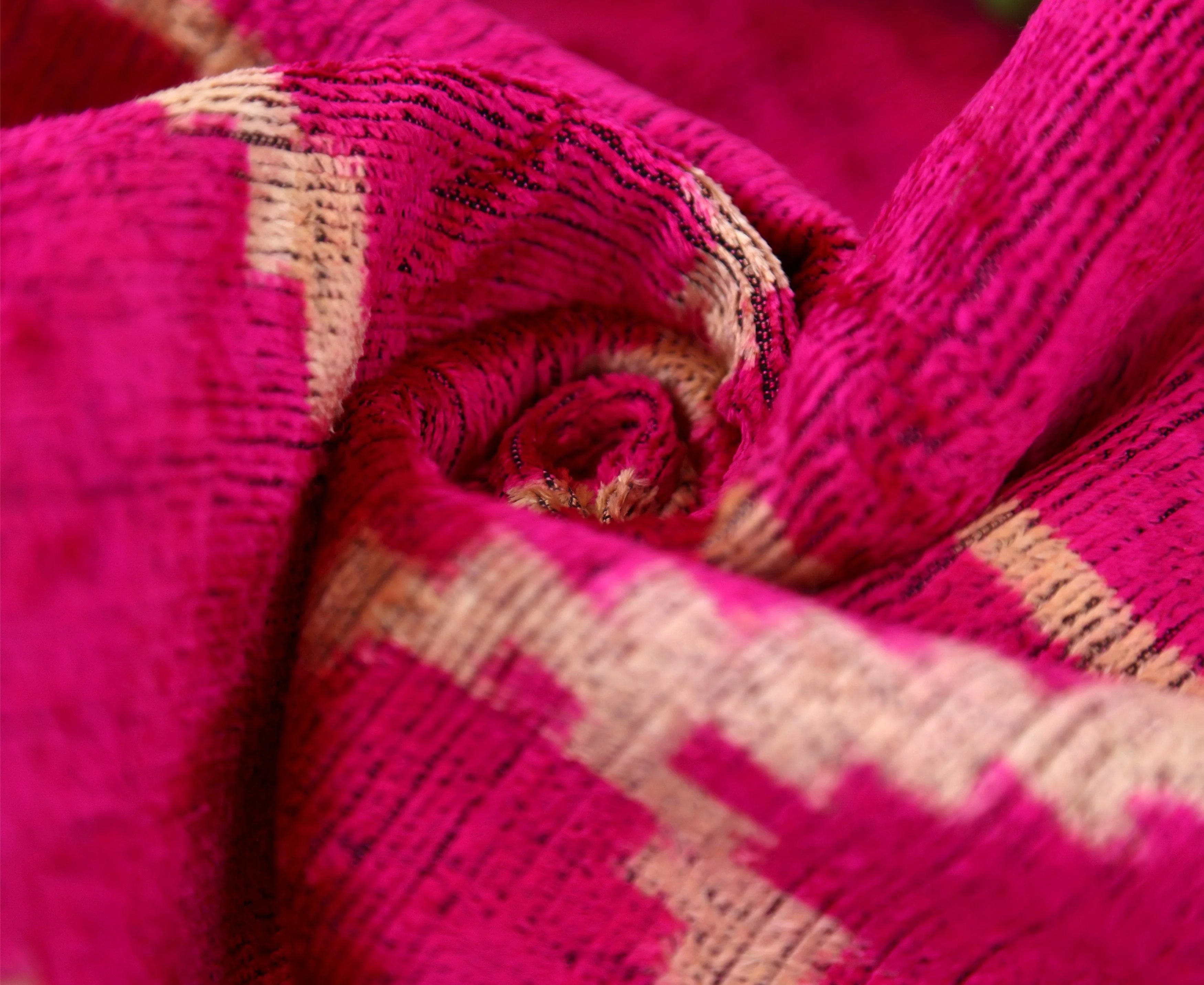 Luxury Fuchsia Pink Silk Velvet Throw Pillow 16x24 – Handmade Geometric Lumbar Cushion - Image 2