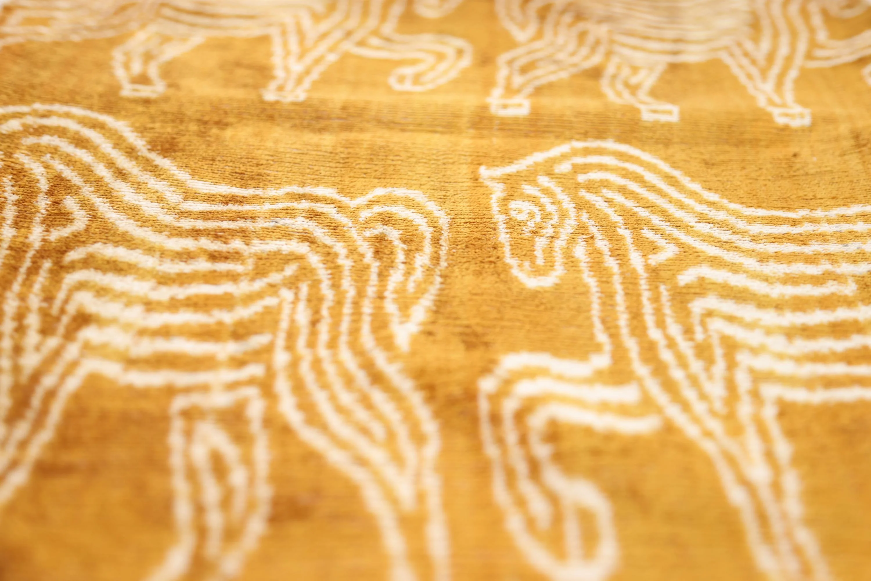 Luxury Golden Yellow Ikat Silk Velvet Throw Pillow 16x24 – Handmade Lumbar - Image 3