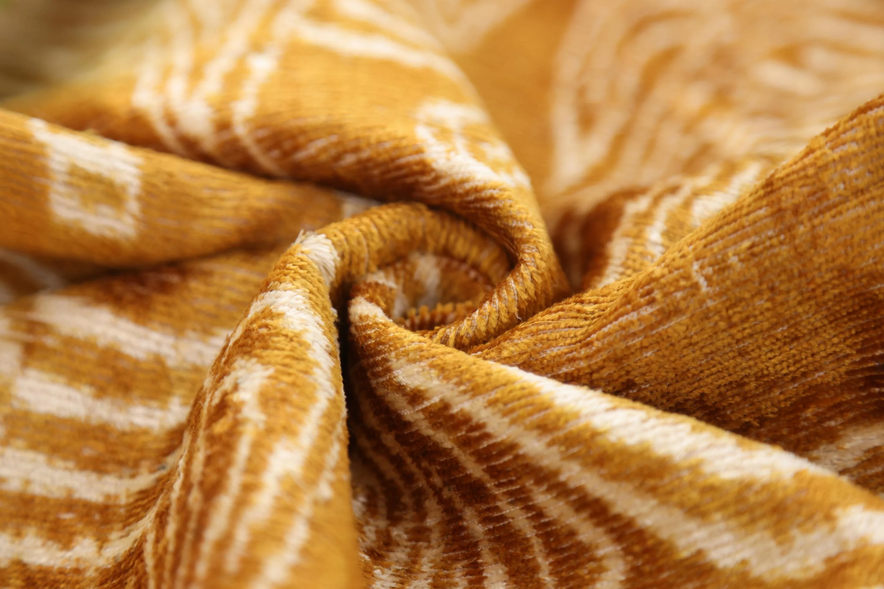 Luxury Golden Yellow Ikat Silk Velvet Throw Pillow 16x24 – Handmade Lumbar - Image 7