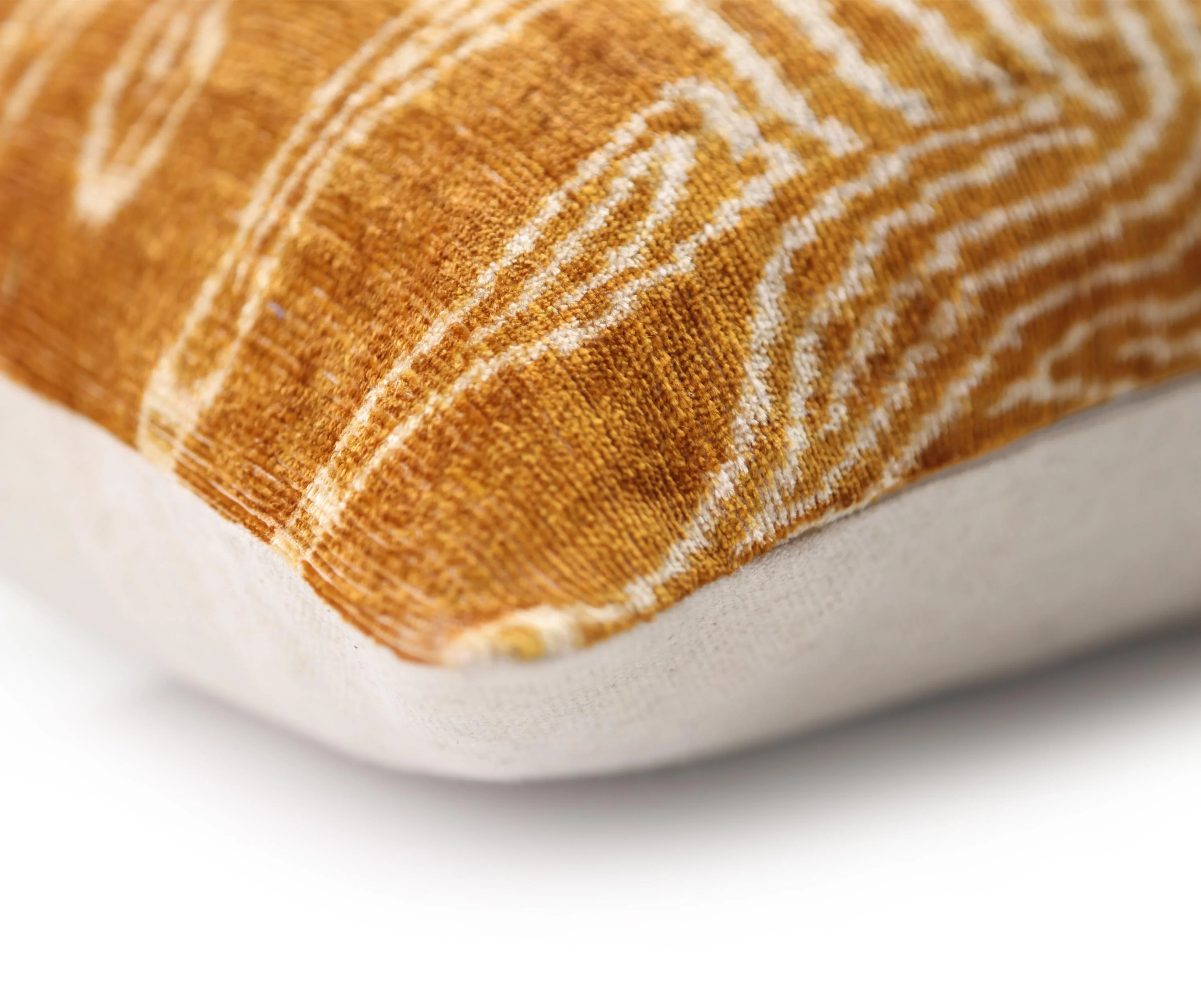 Luxury Golden Yellow Ikat Silk Velvet Throw Pillow 16x24 – Handmade Lumbar - Image 8