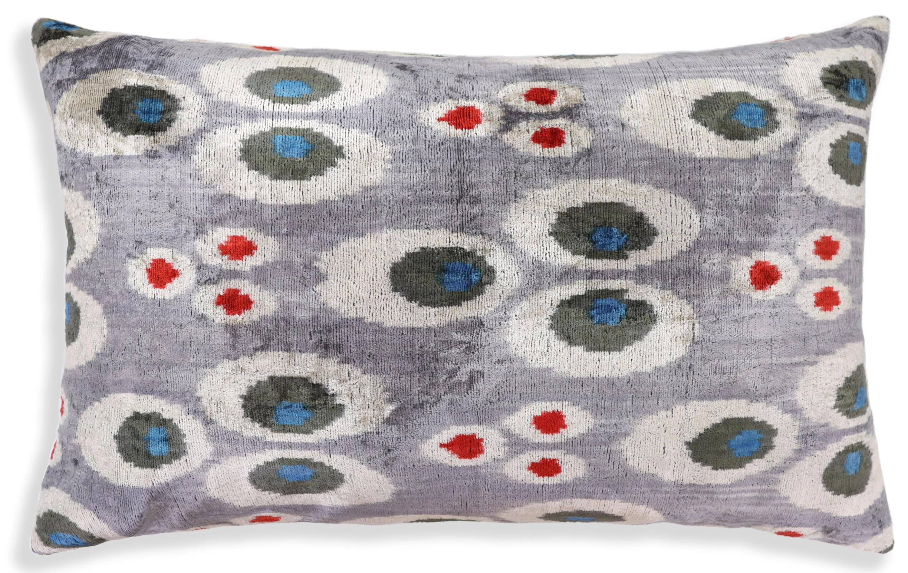 Luxury Gray Velvet Pillow 16x24 – Handmade Silk Lumbar Cushion with Modern Circle Motifs - Image 5