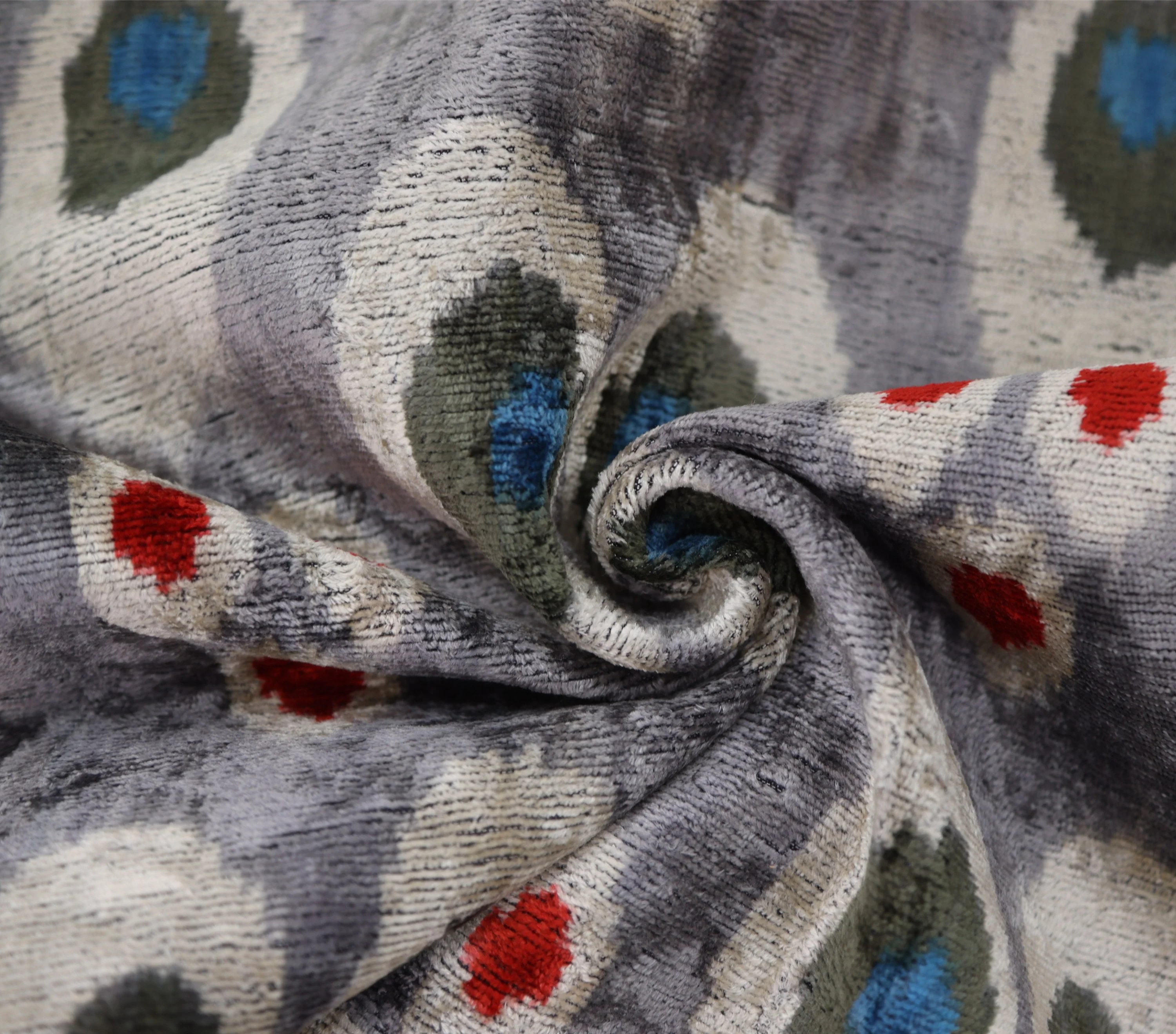Luxury Gray Velvet Pillow 16x24 – Handmade Silk Lumbar Cushion with Modern Circle Motifs - Image 7