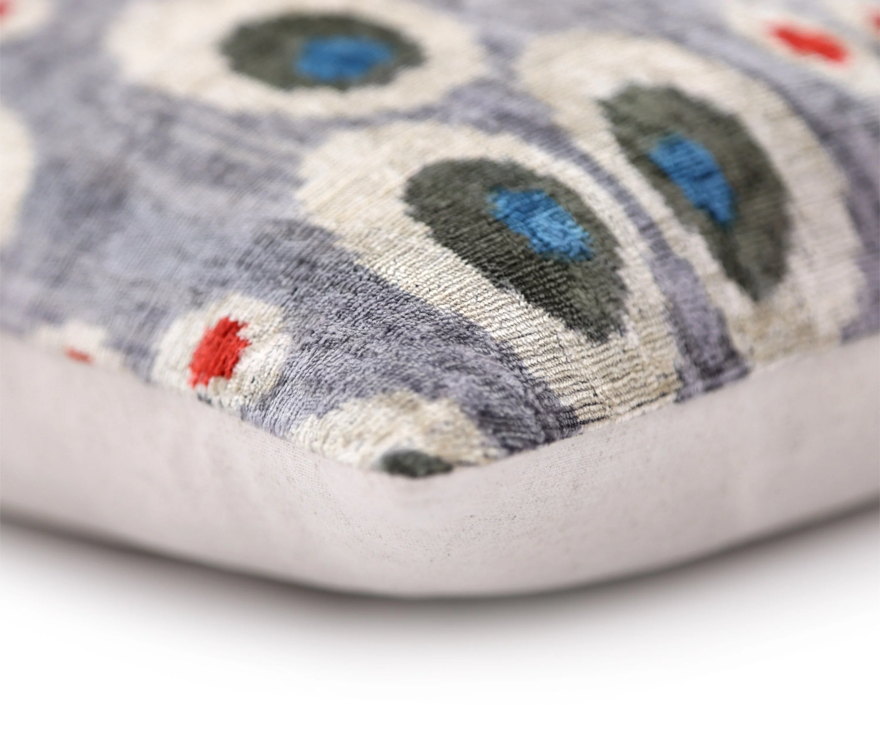 Luxury Gray Velvet Pillow 16x24 – Handmade Silk Lumbar Cushion with Modern Circle Motifs - Image 8