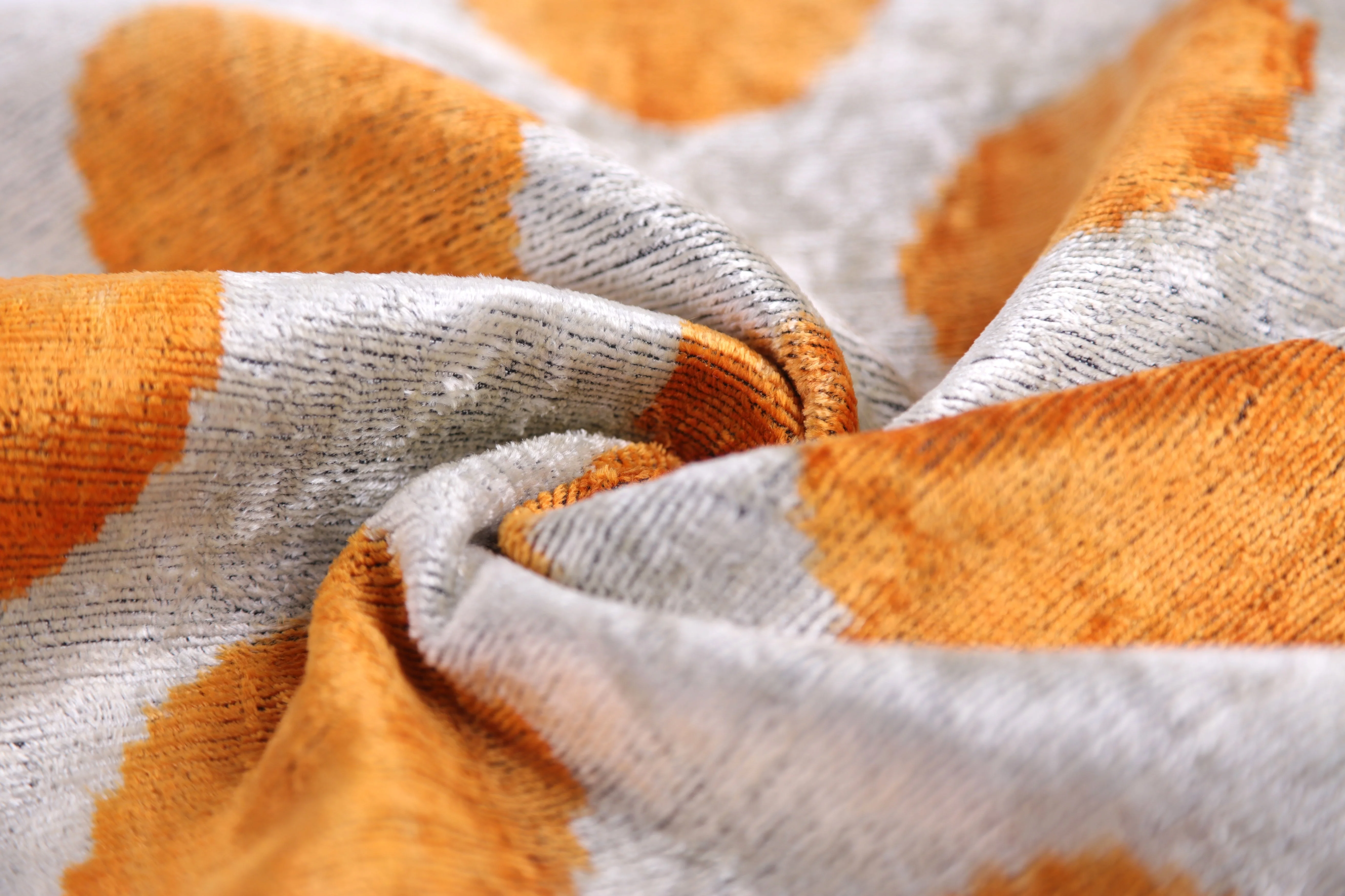 Luxury Handmade 16x16 Velvet Pillow – Gray & Gold Orange Polka Dot - Image 2