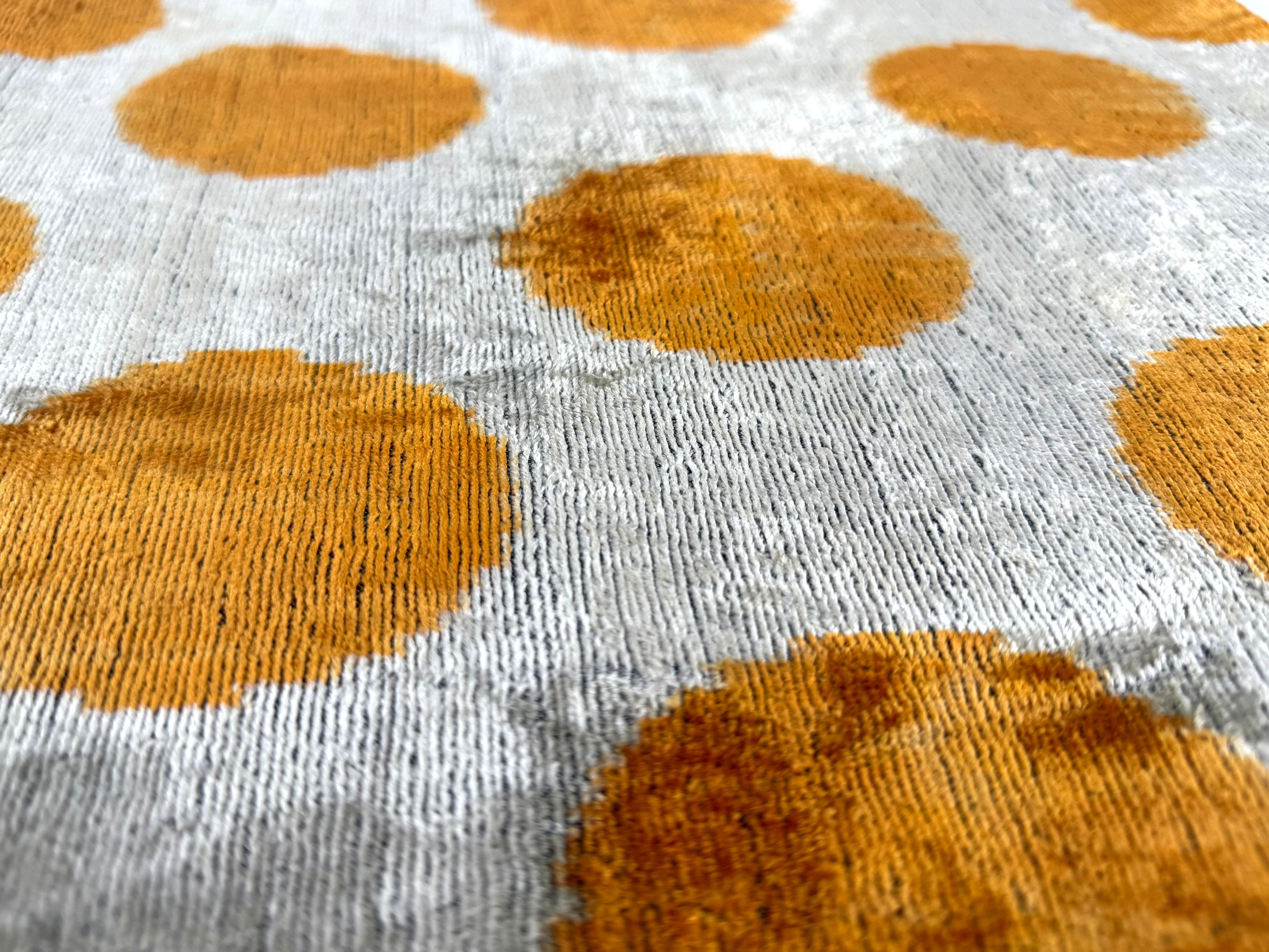 Luxury Handmade 16x16 Velvet Pillow – Gray & Gold Orange Polka Dot - Image 4
