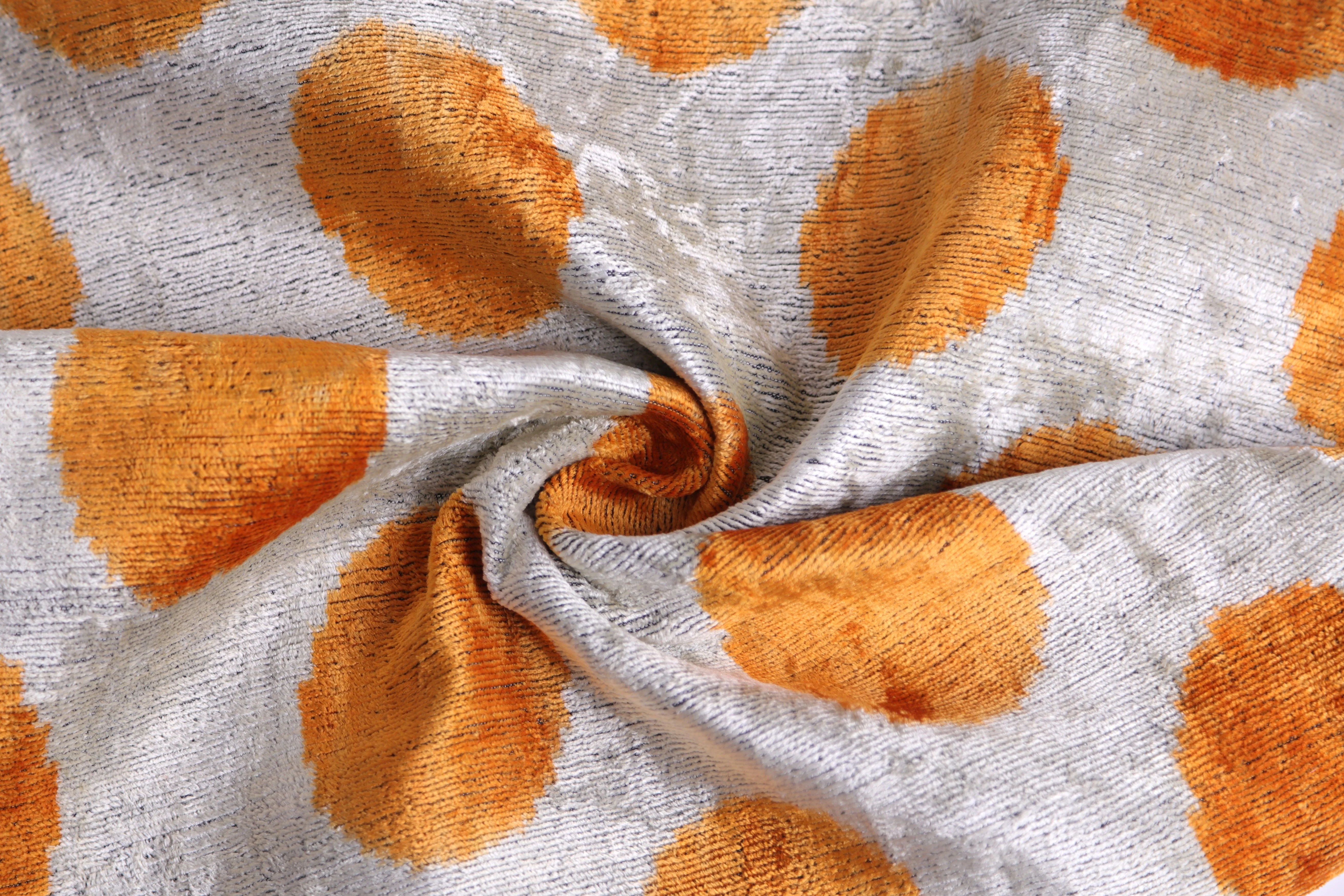 Luxury Handmade 16x16 Velvet Pillow – Gray & Gold Orange Polka Dot - Image 7