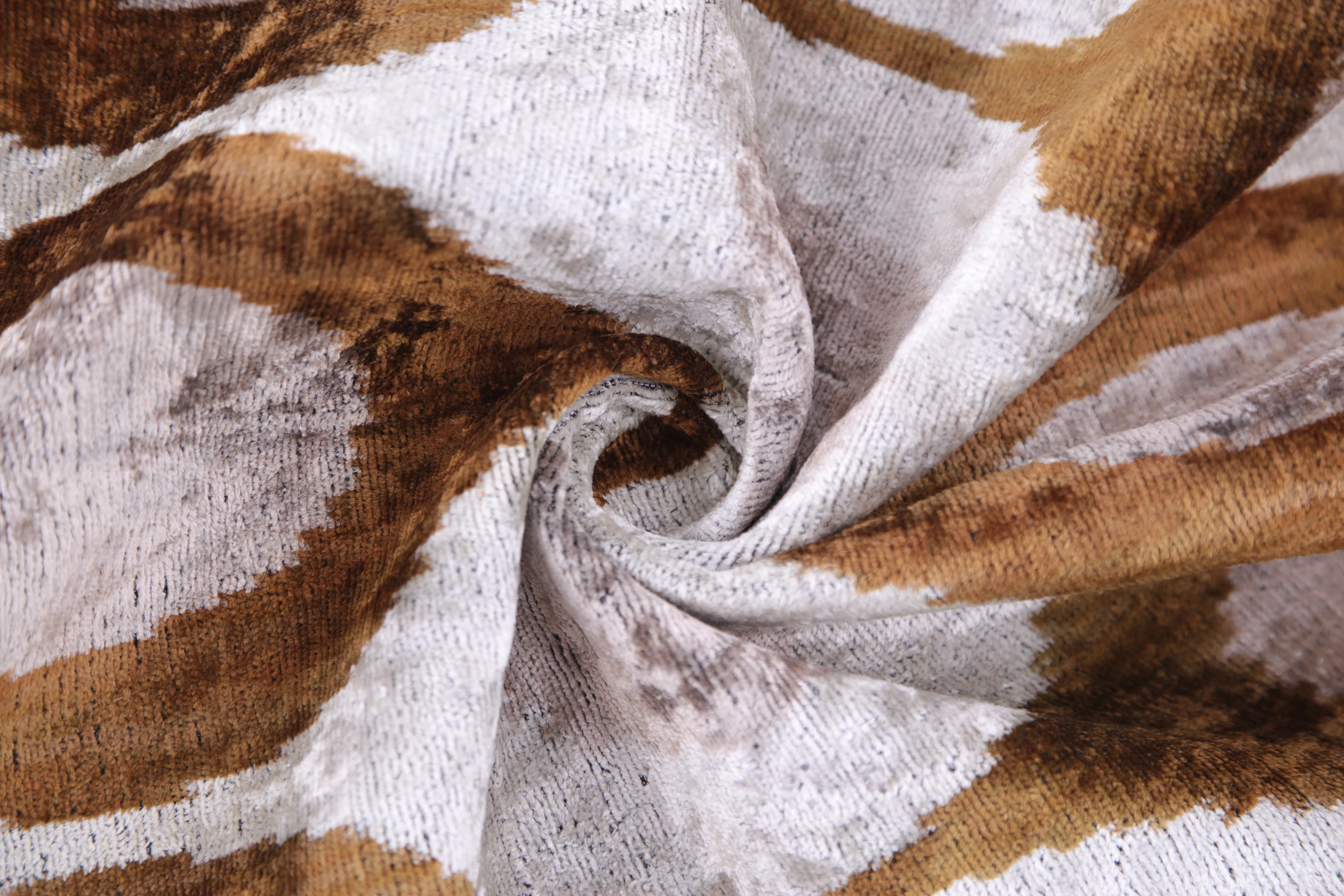 Luxury Handmade Ikat Silk Velvet Throw Pillow with insert , 16x24, Earth Tones - Image 2