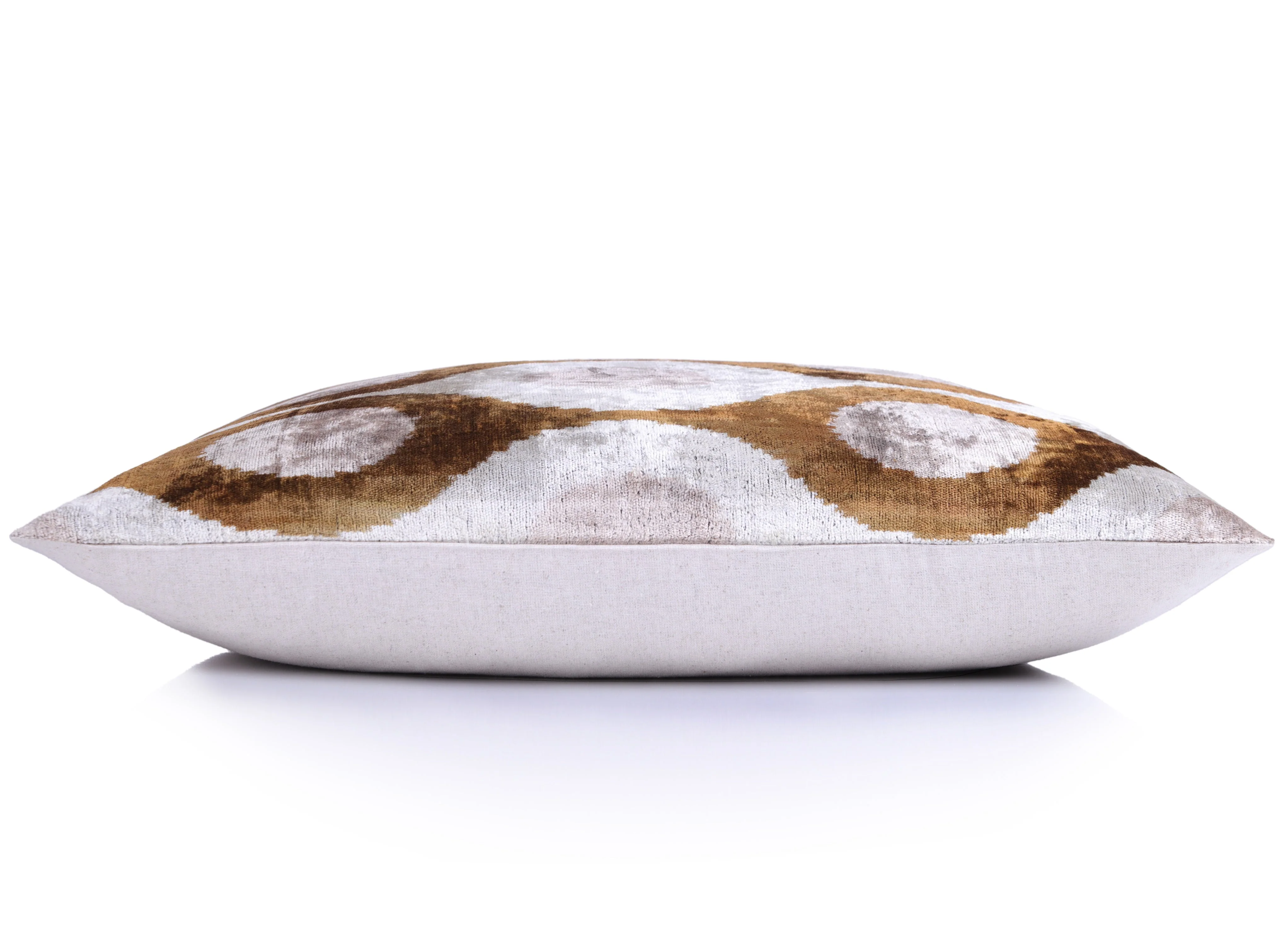 Luxury Handmade Ikat Silk Velvet Throw Pillow with insert , 16x24, Earth Tones - Image 3