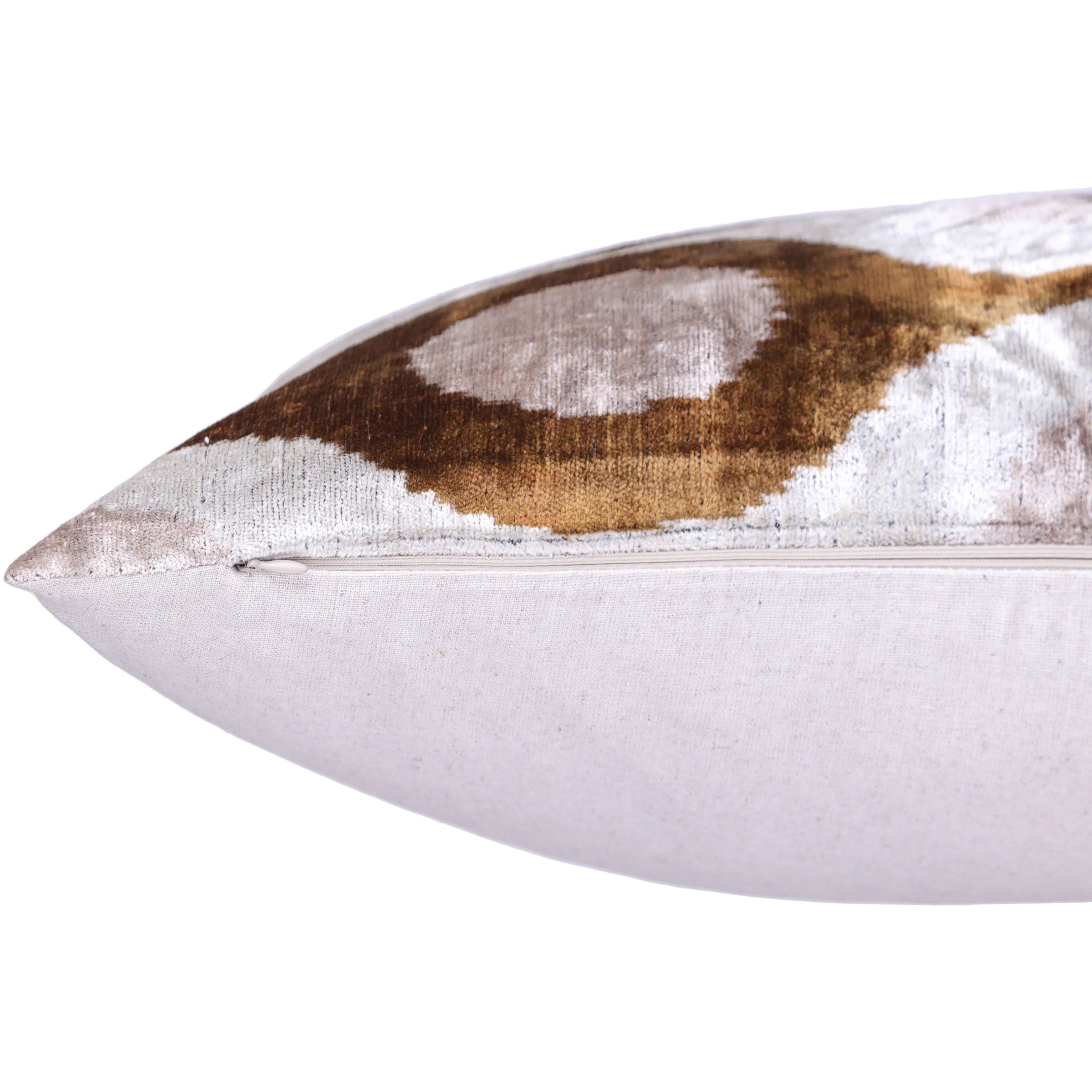 Luxury Handmade Ikat Silk Velvet Throw Pillow with insert , 16x24, Earth Tones - Image 6