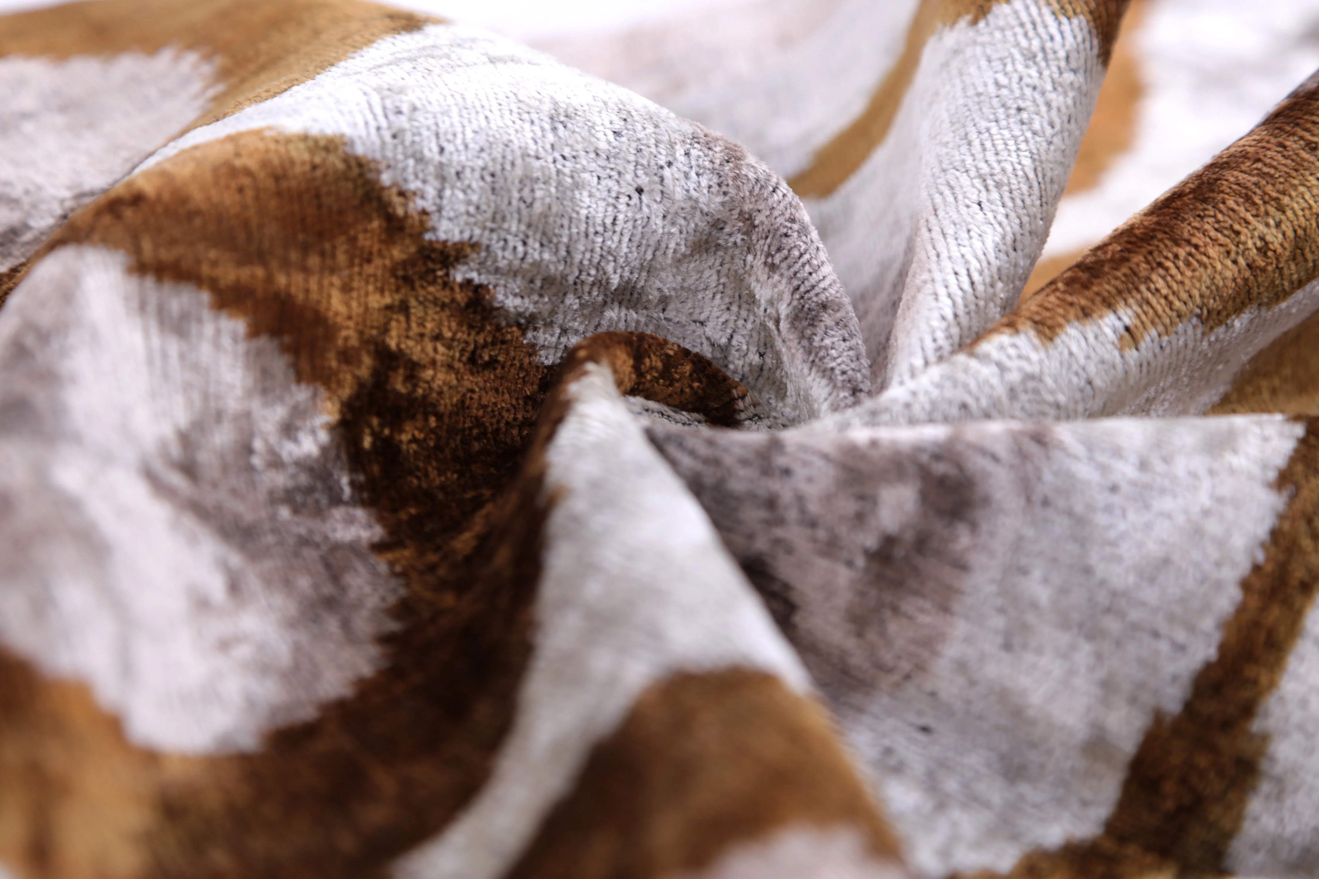 Luxury Handmade Ikat Silk Velvet Throw Pillow with insert , 16x24, Earth Tones - Image 7