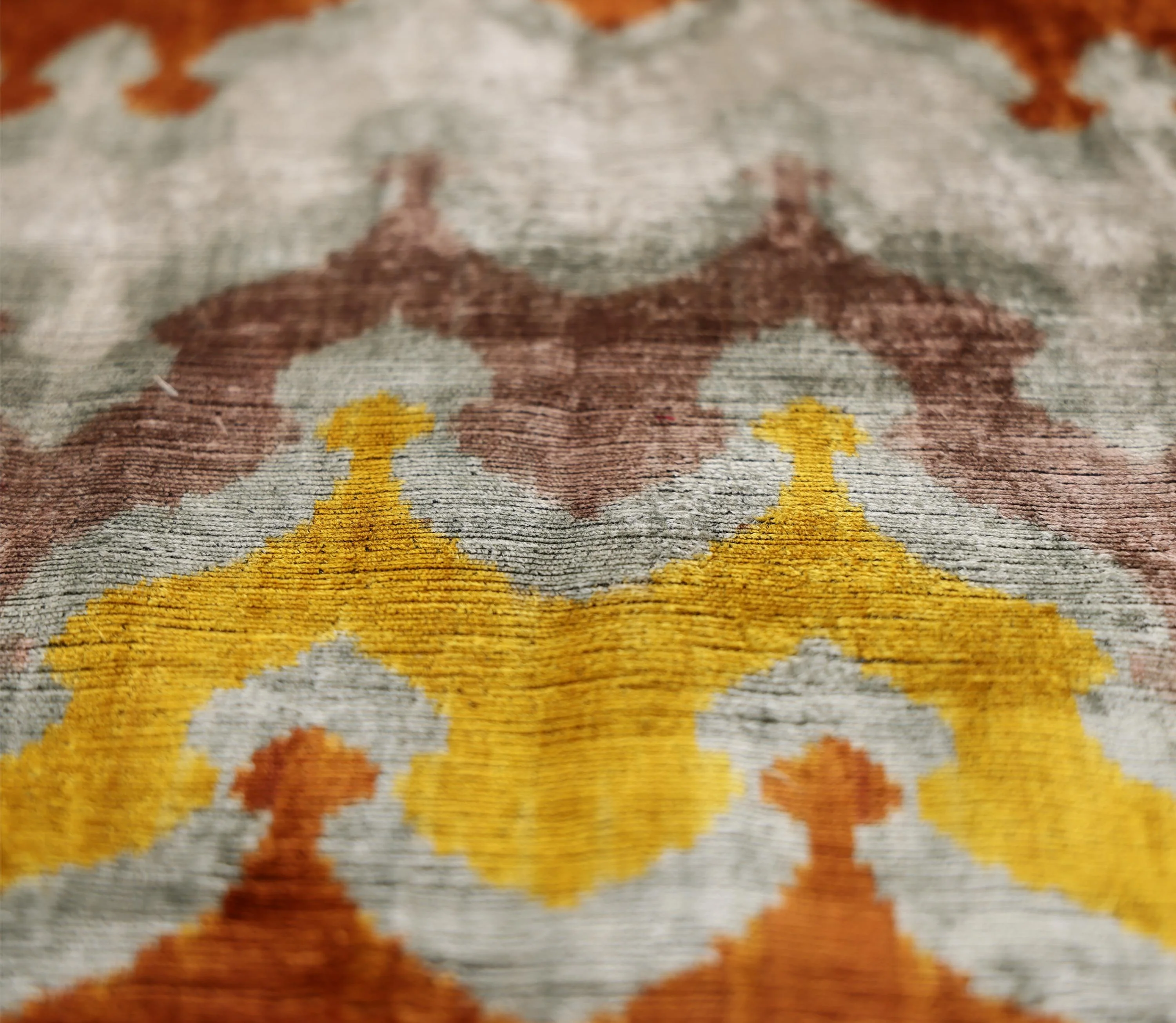 Luxury Handmade Silk Velvet Ikat Pillow 20x20 Inch Organic Vegetable Dyed - Image 2