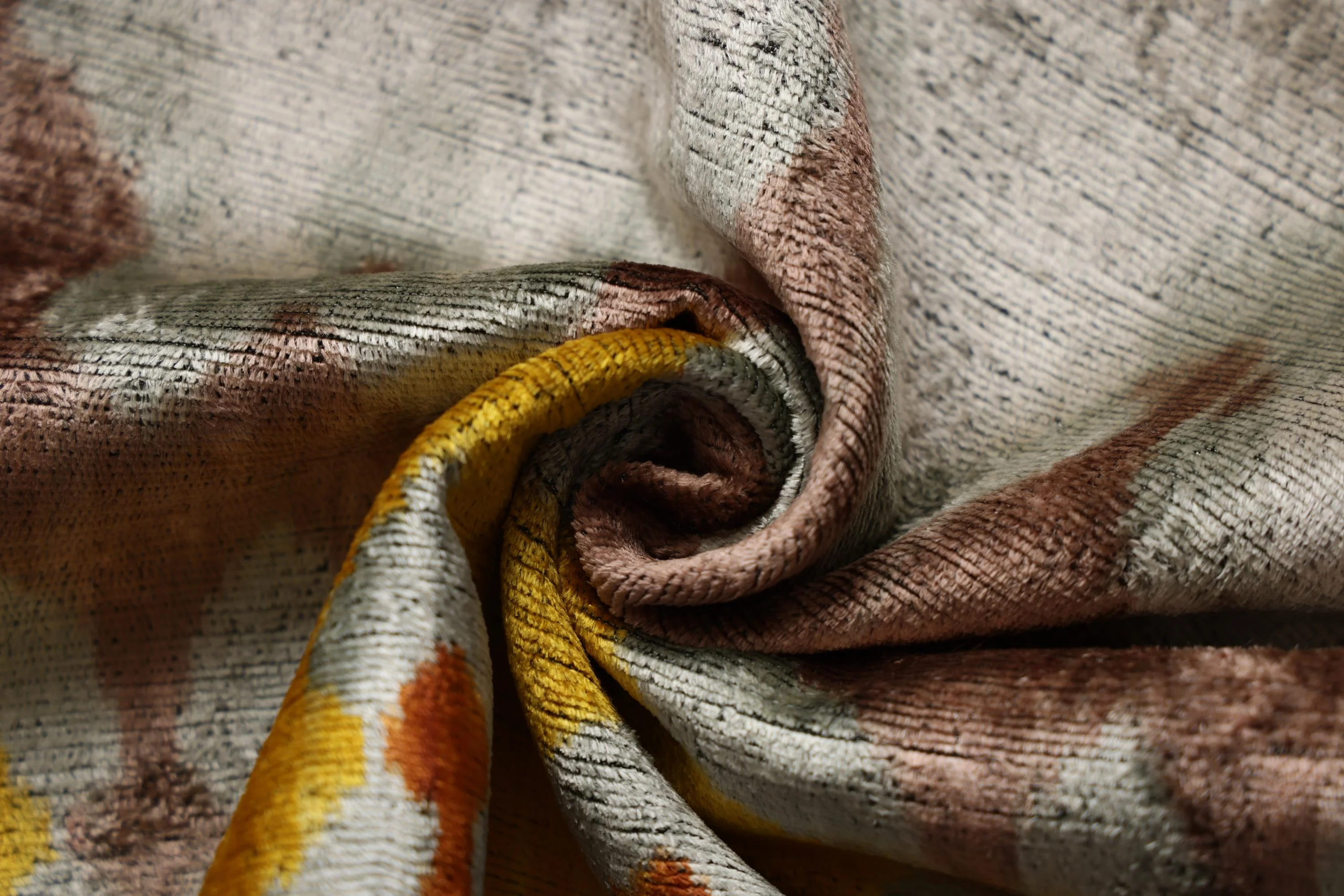 Luxury Handmade Silk Velvet Ikat Pillow 20x20 Inch Organic Vegetable Dyed - Image 4