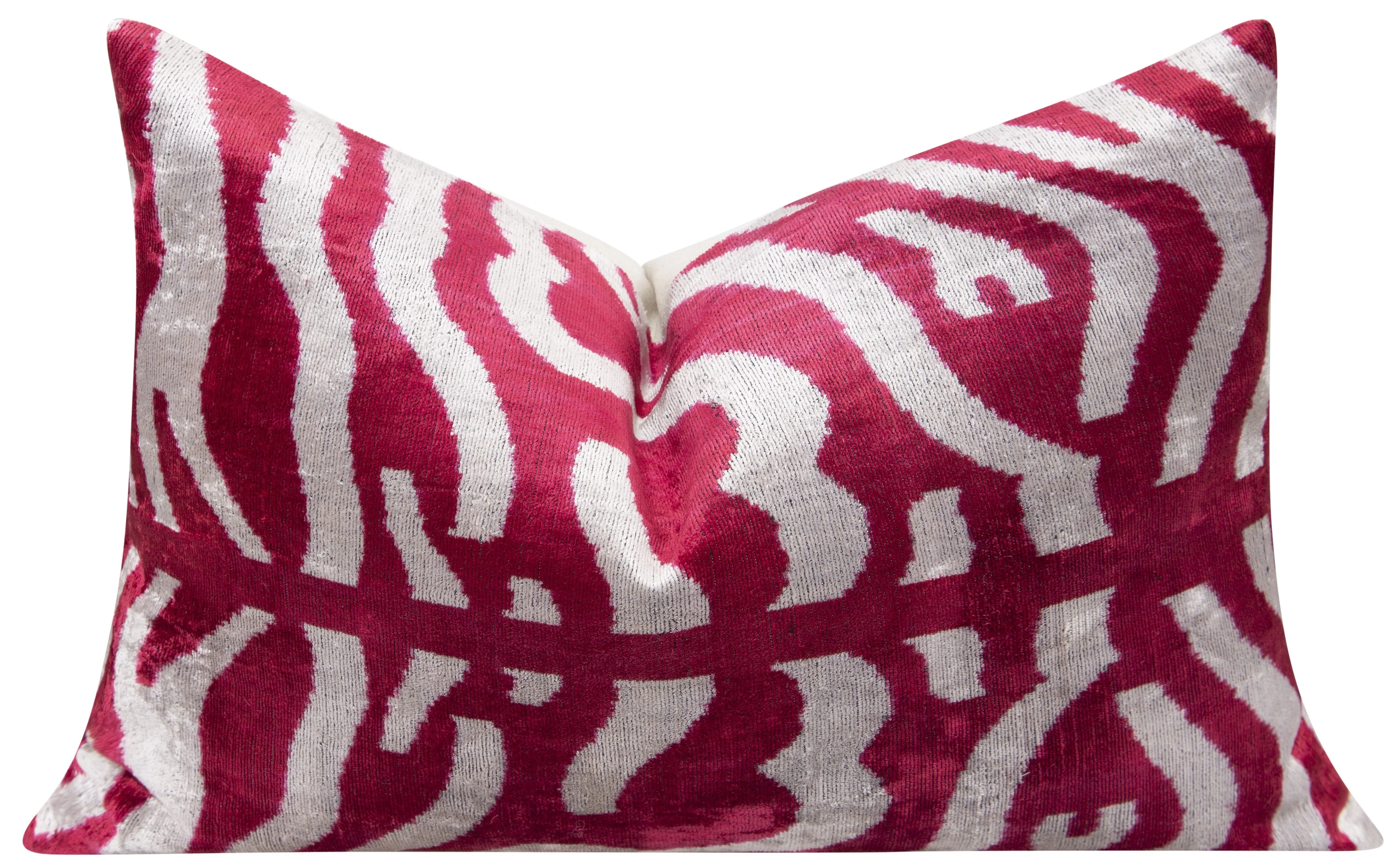 Luxury Handmade Silk Velvet Throw Pillow - Pink and White Zebra Design, 16x24, Super Soft - Image 3
