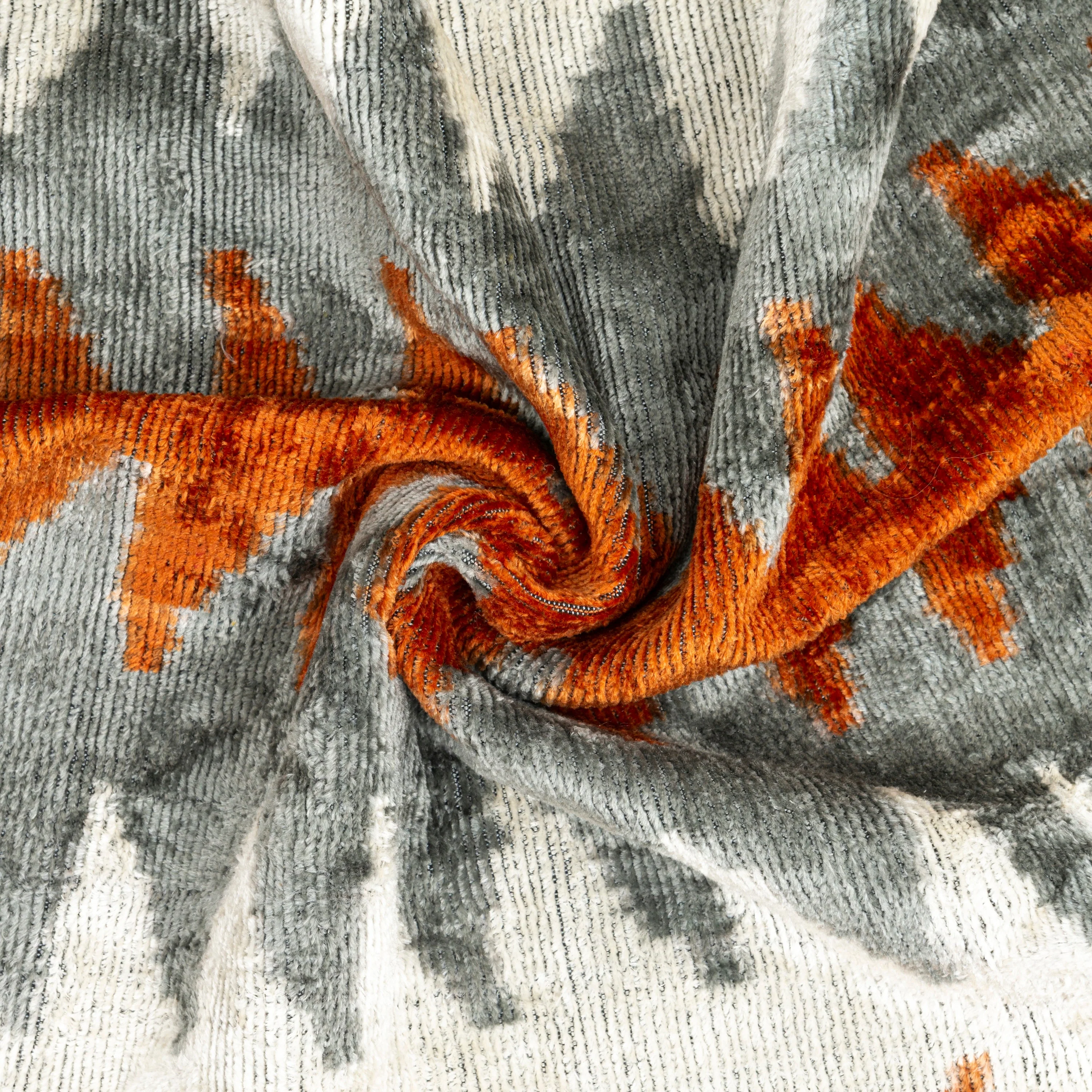 Luxury Handmade Velvet Pillow – Rust & Gray Zigzag, 16x24" - Image 2