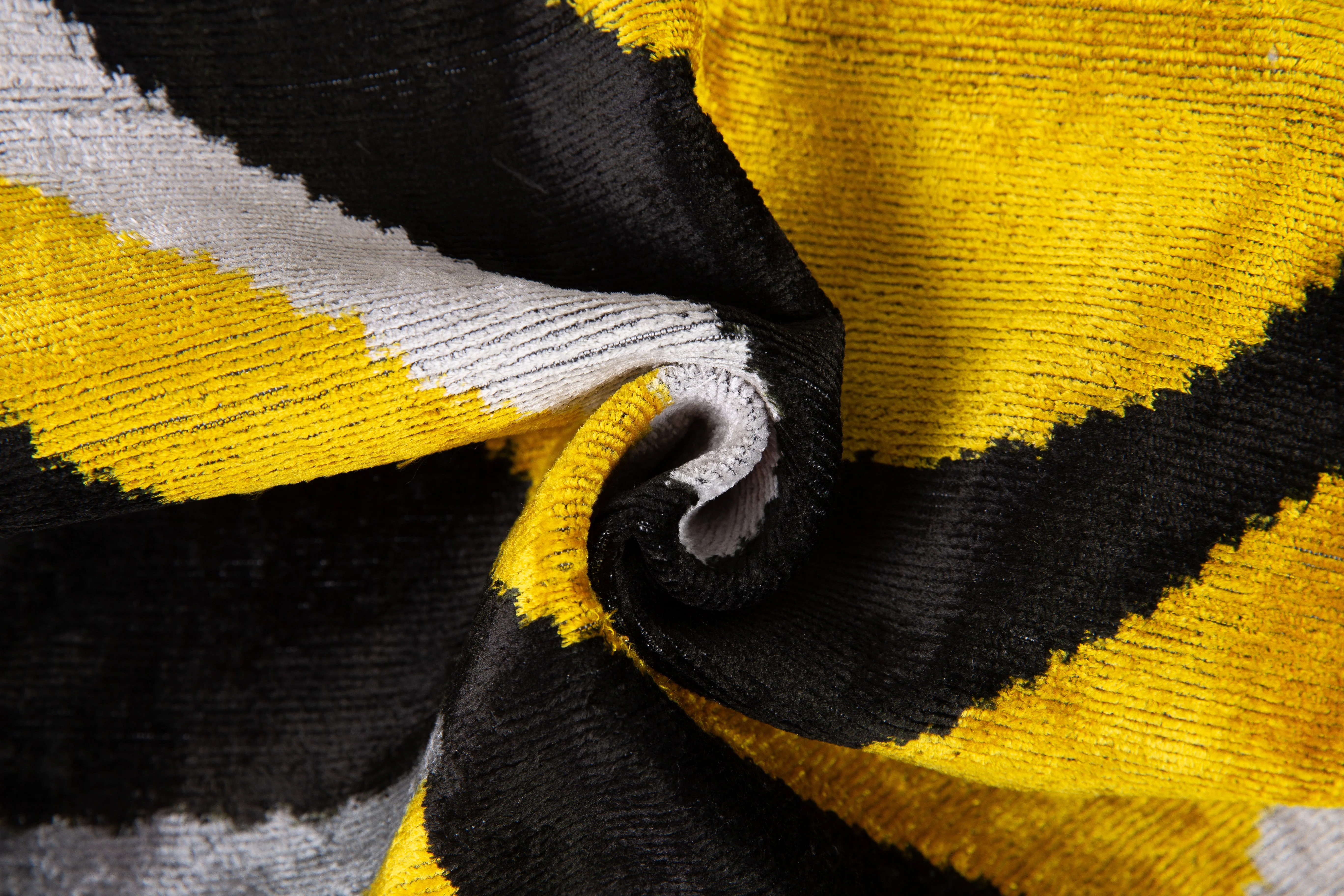Luxury Handmade Velvet Throw Pillow - 16x24 Inches, Naturally Vegetable-Dyed, Premium Down Feather Insert - Modern Geometric Yellow, Black & Gray Decor Accent - Image 2